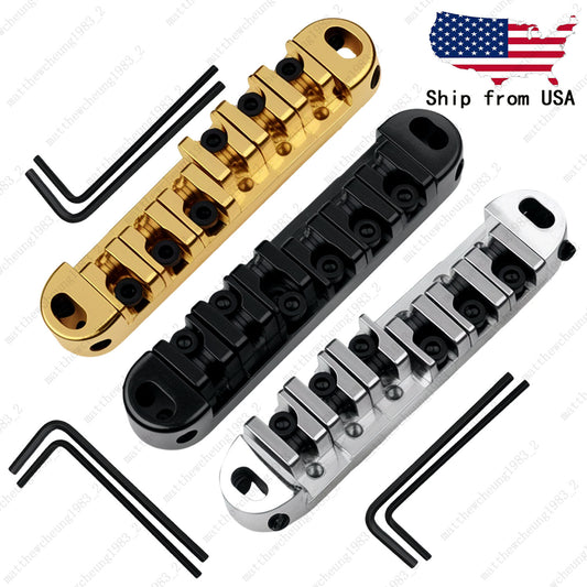 Tune-O-Matic Adjustable Roller Saddle Bridge For Les Paul SG ES-No Stud & Posts