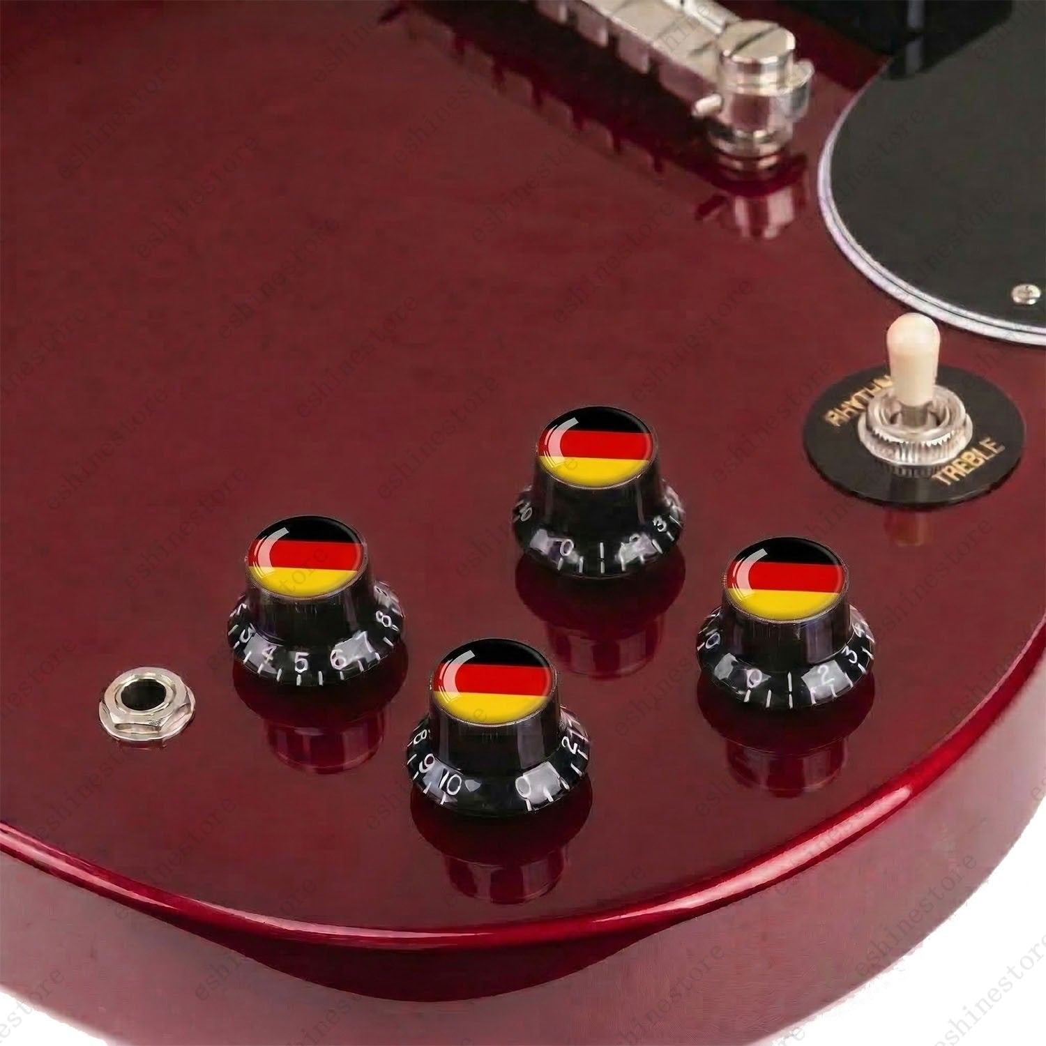 Guitar Reflector Knobs w/ Germany Flag Design Cap Top Hat Knobs for Les Paul SG