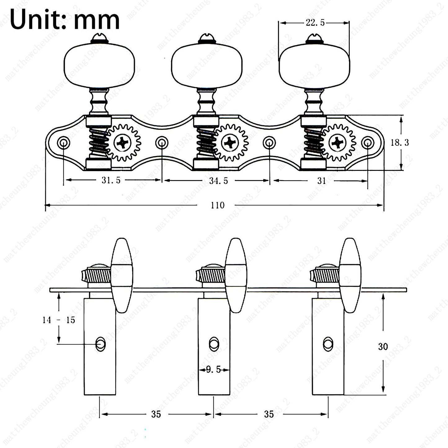 1 Set Classical Guitar Machine Head 1:18 Tuners Machine Head Replacement 3L + 3R