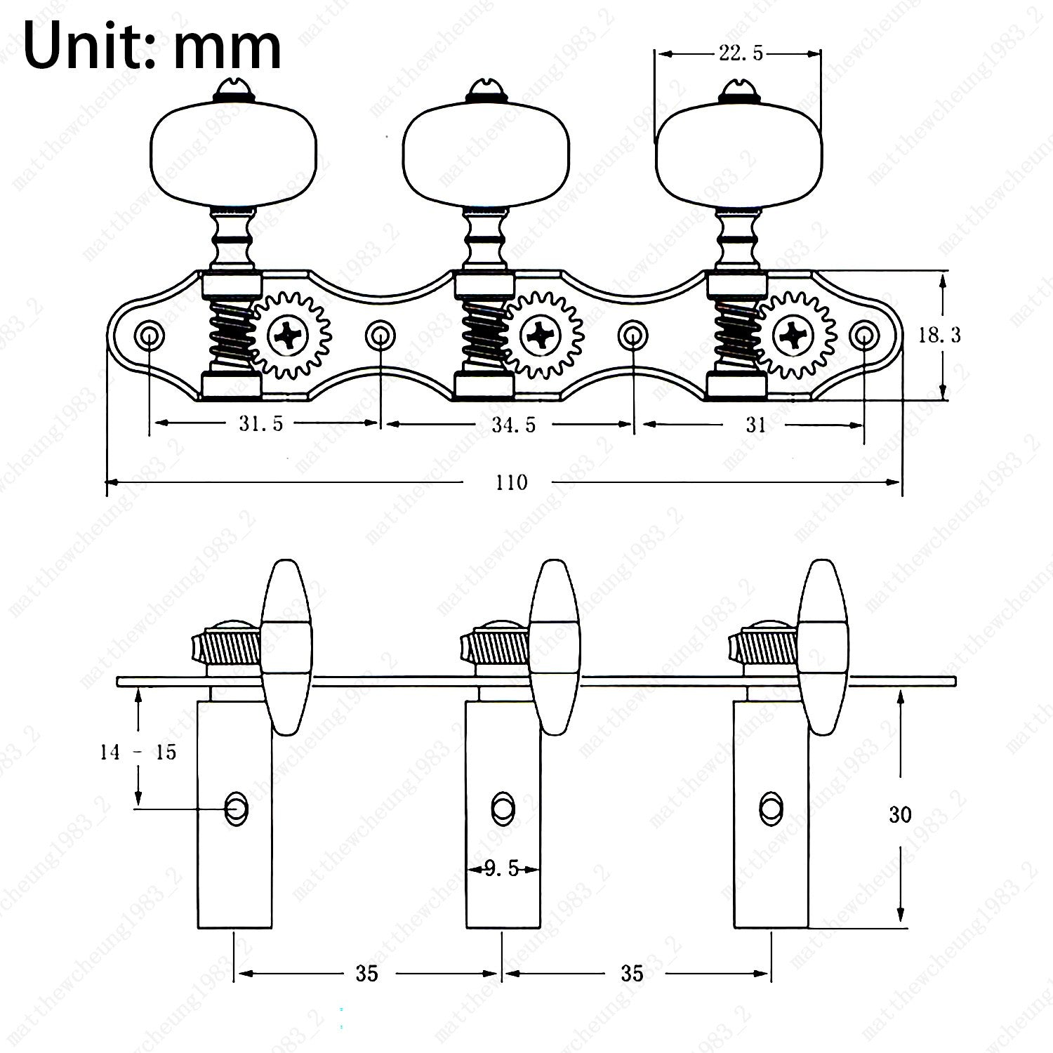 1 Set Classical Guitar Machine Head 1:18 Tuners Machine Head Replacement 3L + 3R