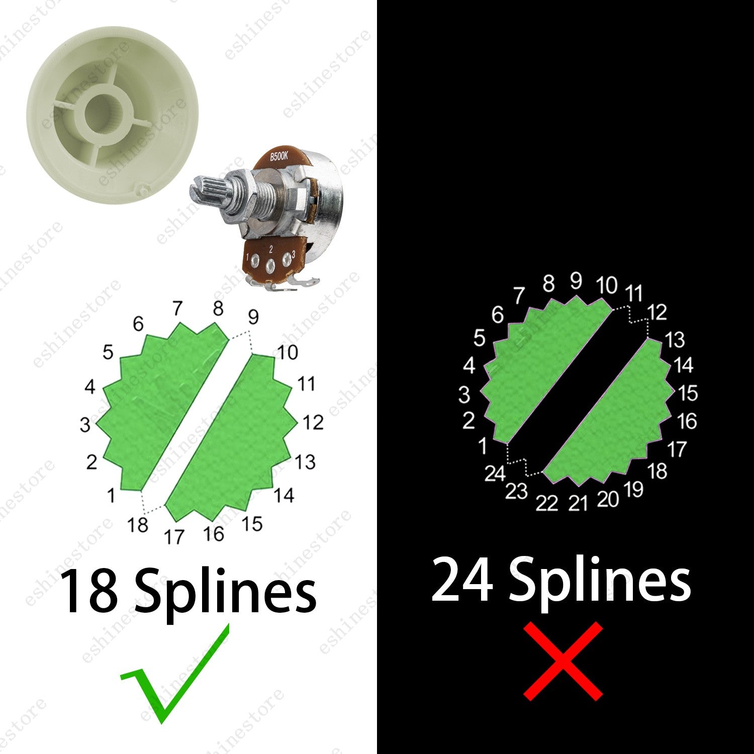 Mint Green/Black Numbers Electirc Guitar Knobs Volume Tone Knob for Stratocaster