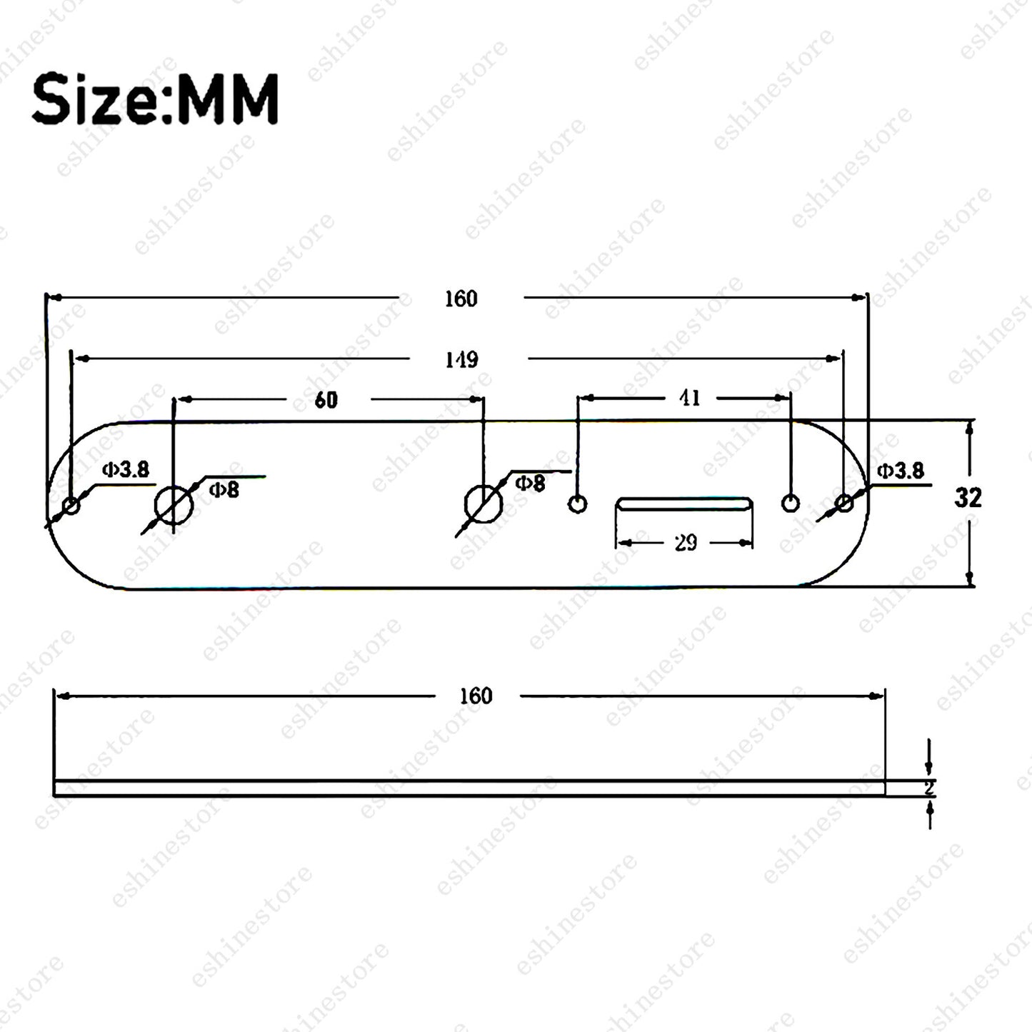1 Piece Metal Black &Chrome Electric Guitar Control Plate 8MM for Fender Tele