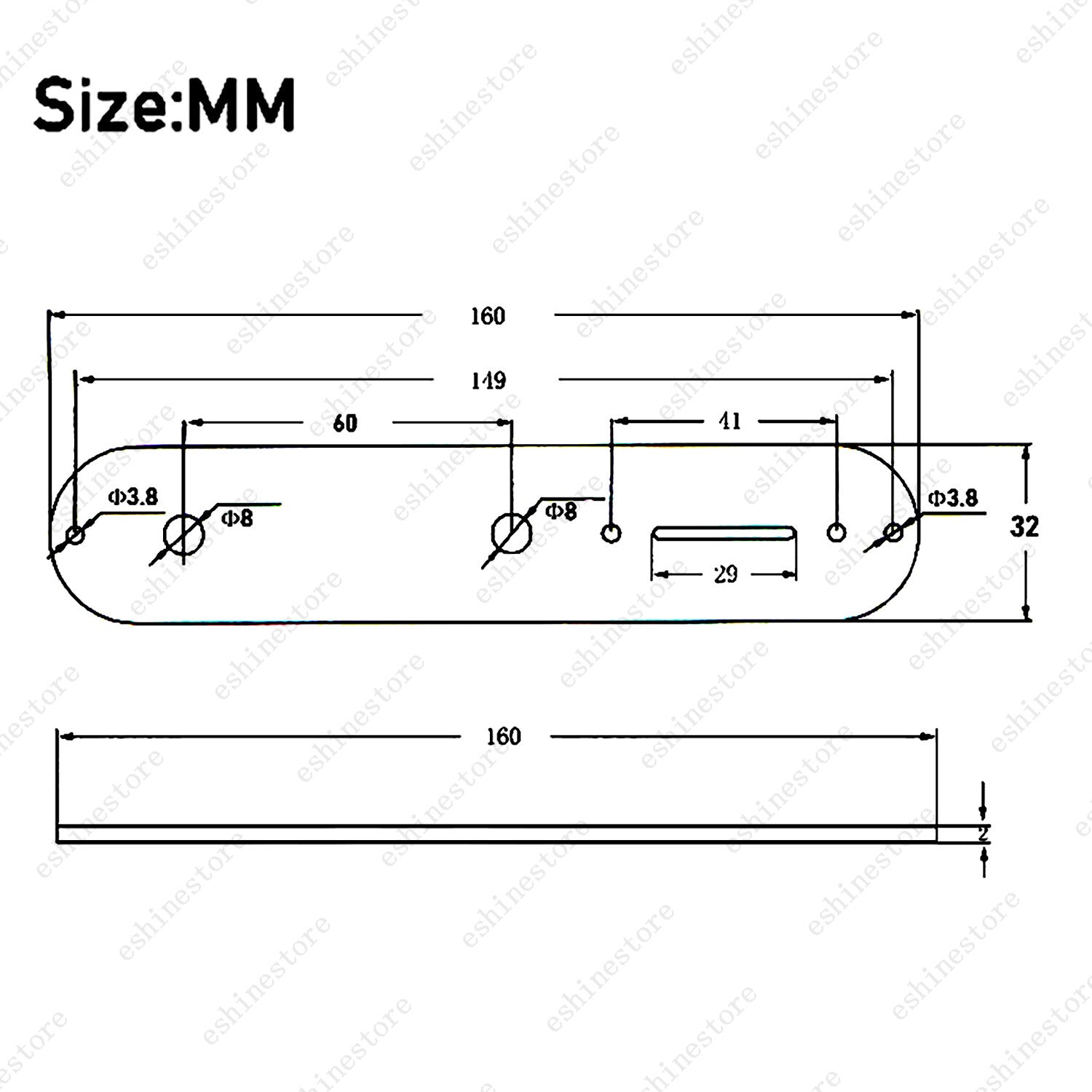1 Piece Metal Black &Chrome Electric Guitar Control Plate 8MM for Fender Tele
