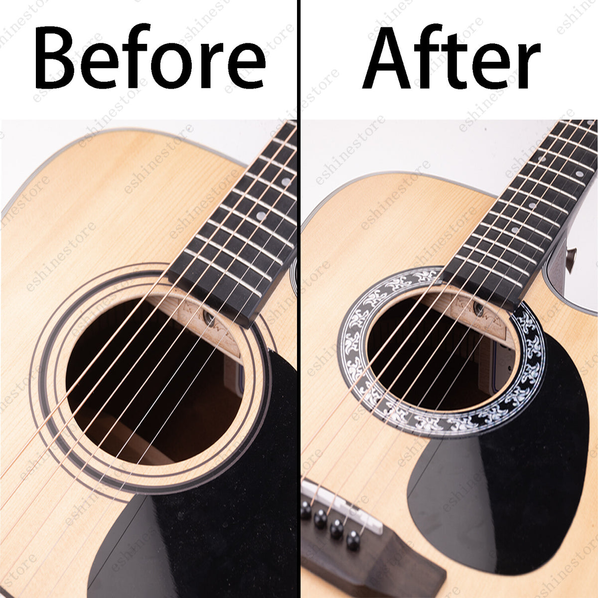 Acoustic Guitar SoundHole ring Decal Sticker self-adhesive for 38"/39" Guitar