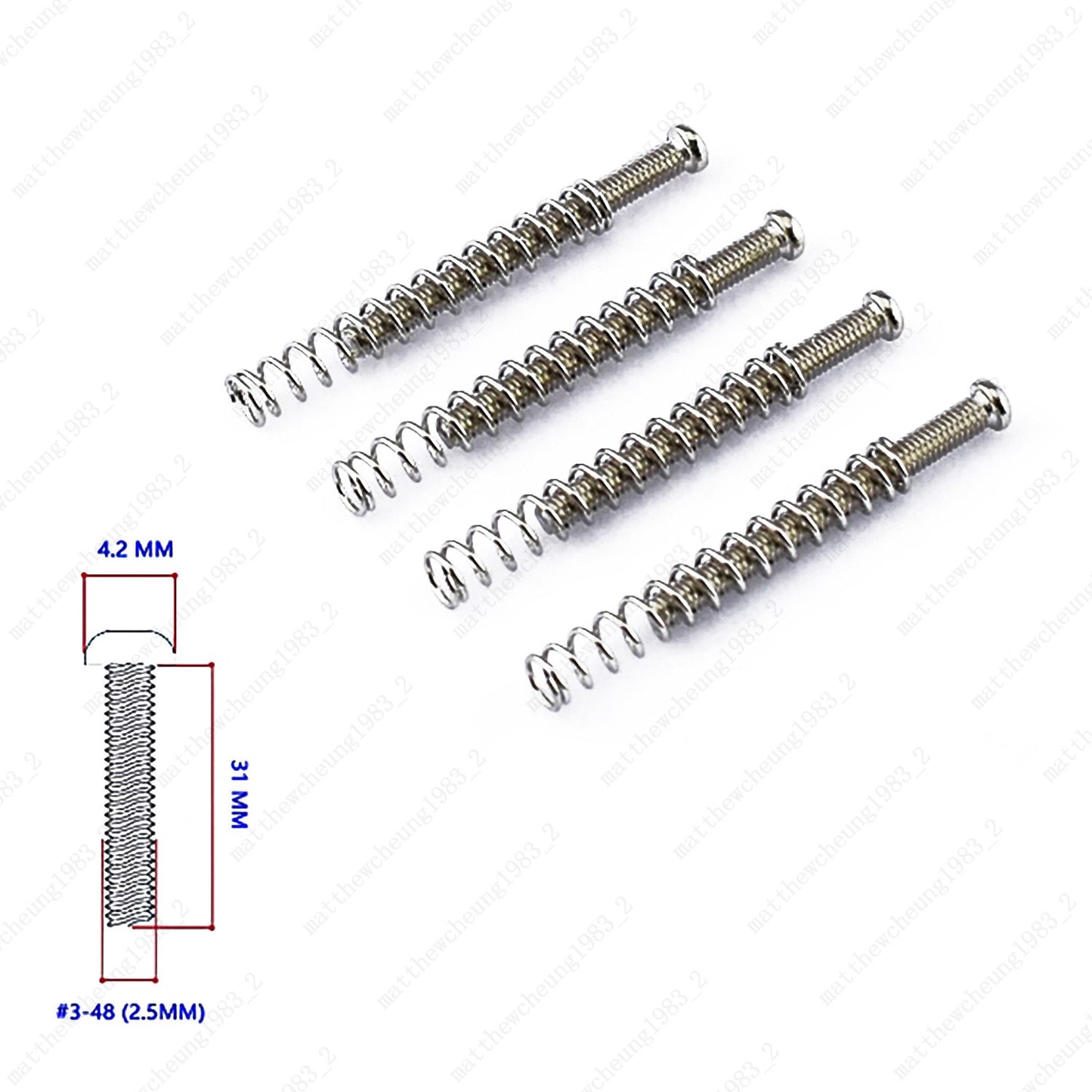 4x US Thread #3-48 Humbucker Pickup Height Screw Spring For EMG DiMazio Gibson