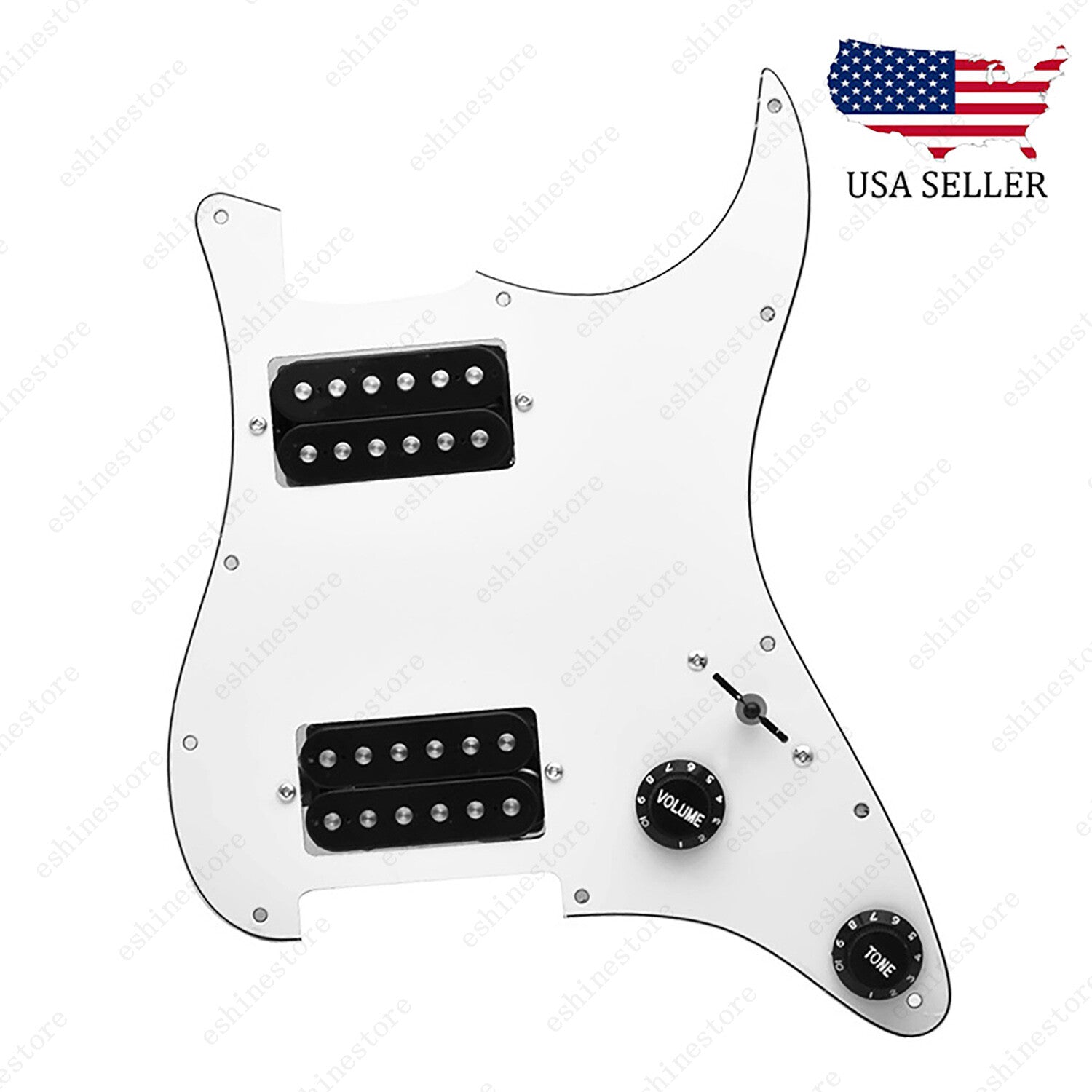 Loaded Strat Pickguard Prewired HH Pickguard with Ceramic Pickups White Black