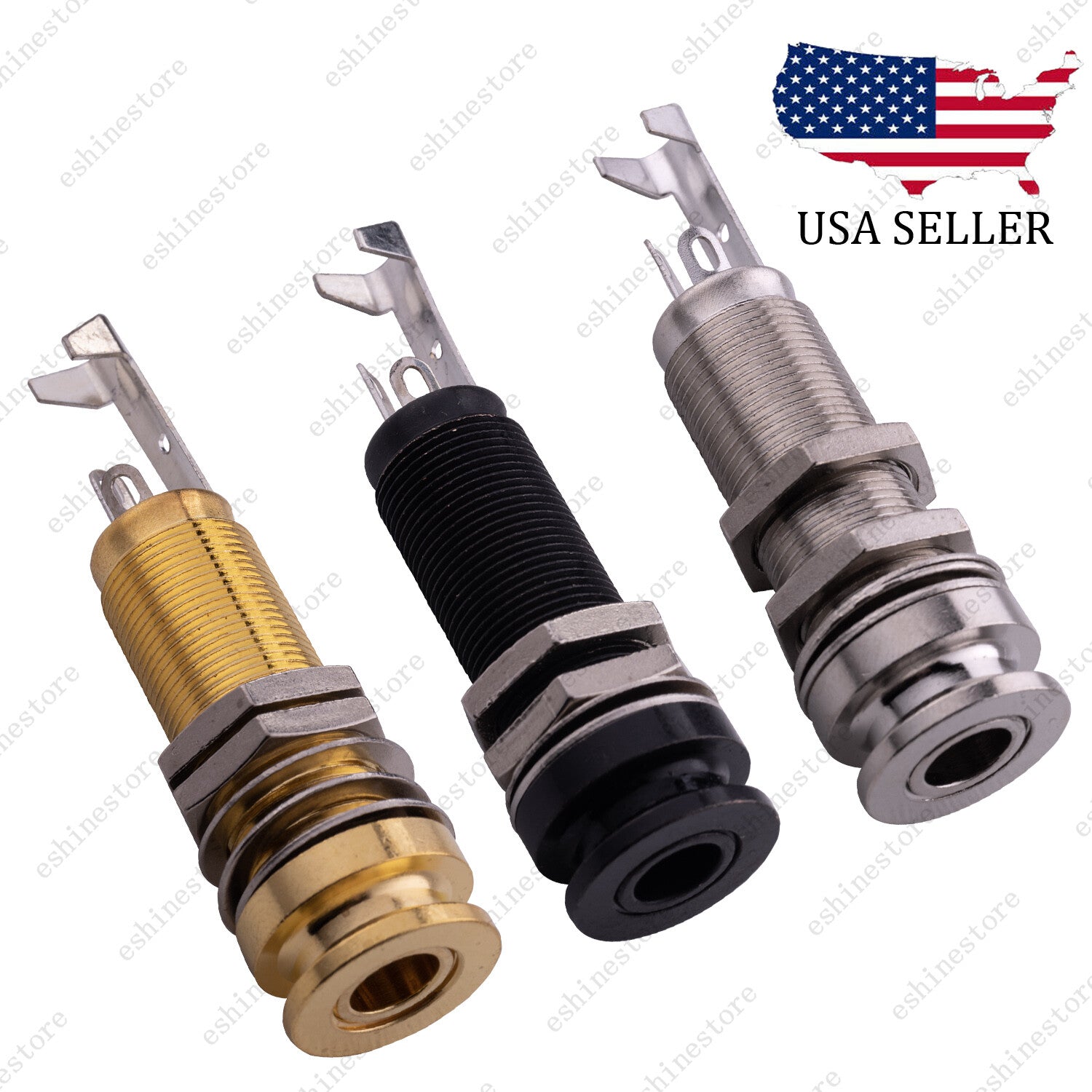 Strap Locker 1/4"Electric Guitar Jack Bass Threaded Output Connector Jack Copper