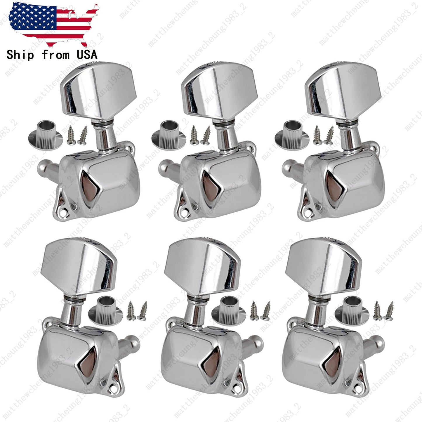 Semi-Closed Guitar Machine Heads Tuners 1:15 Ratio for Acoustic Guitar - Chrome
