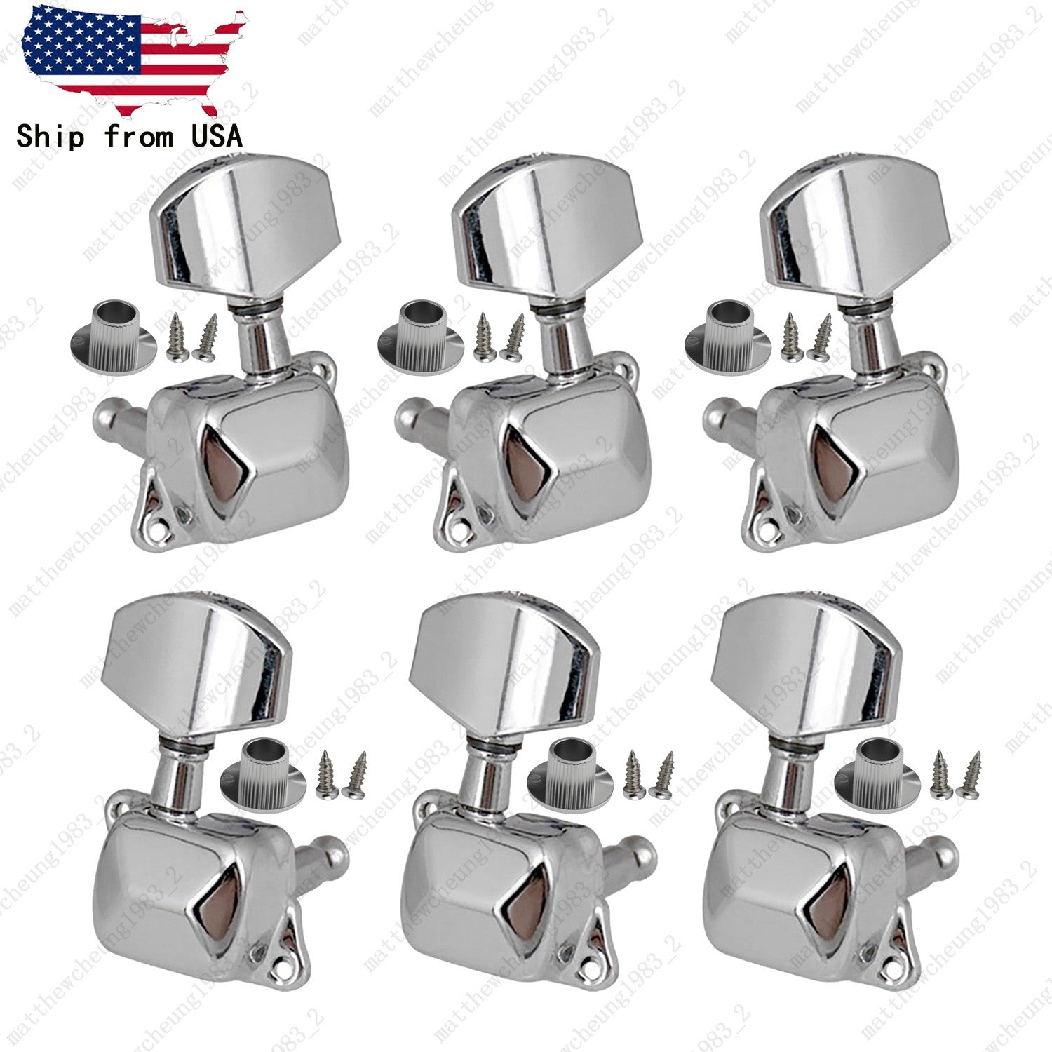 Semi-Closed Guitar Machine Heads Tuners 1:15 Ratio for Acoustic Guitar - Chrome