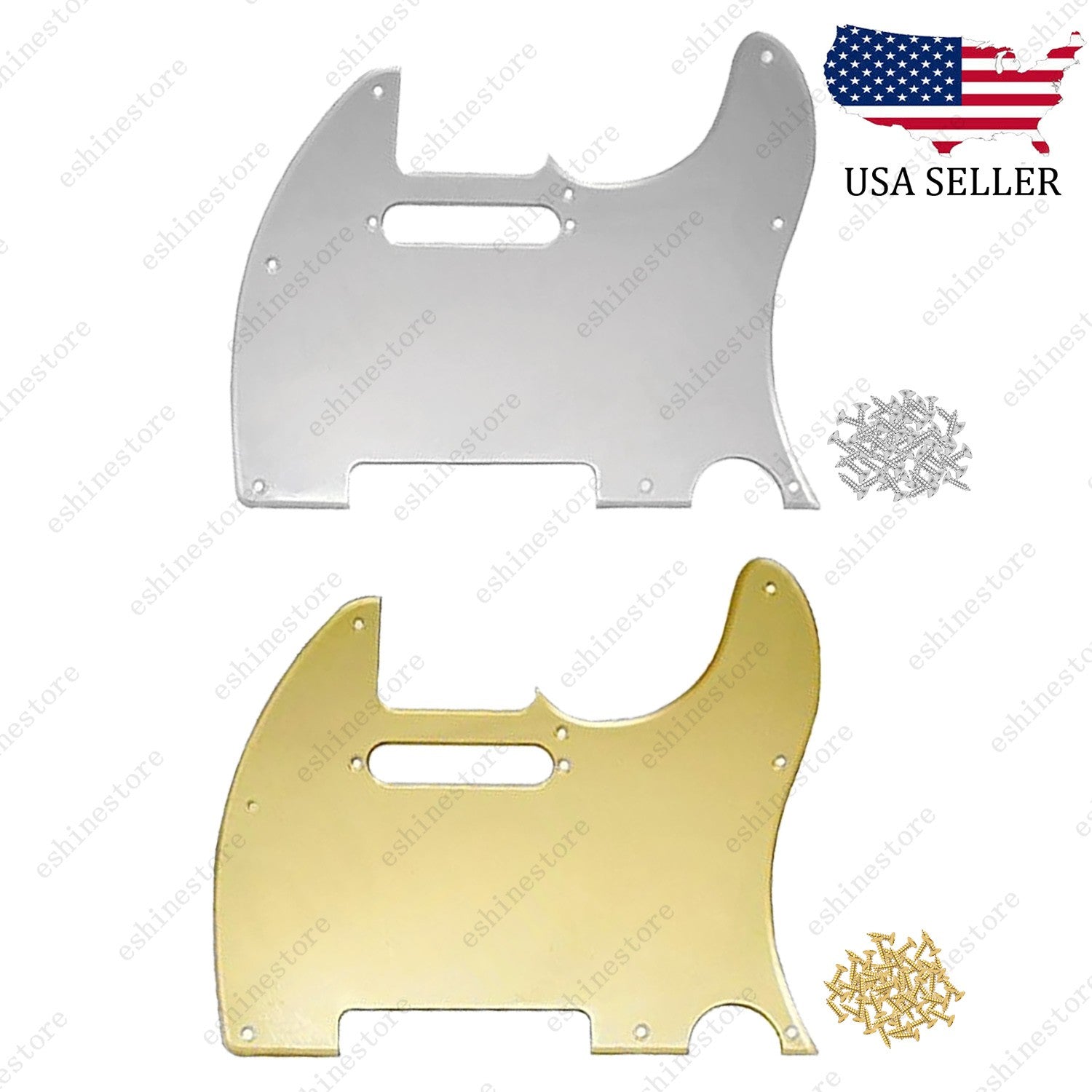 8 Hole Guitar Pickguard Scratch Plate for Tele/Telecaster - Gold/Silver Mirror