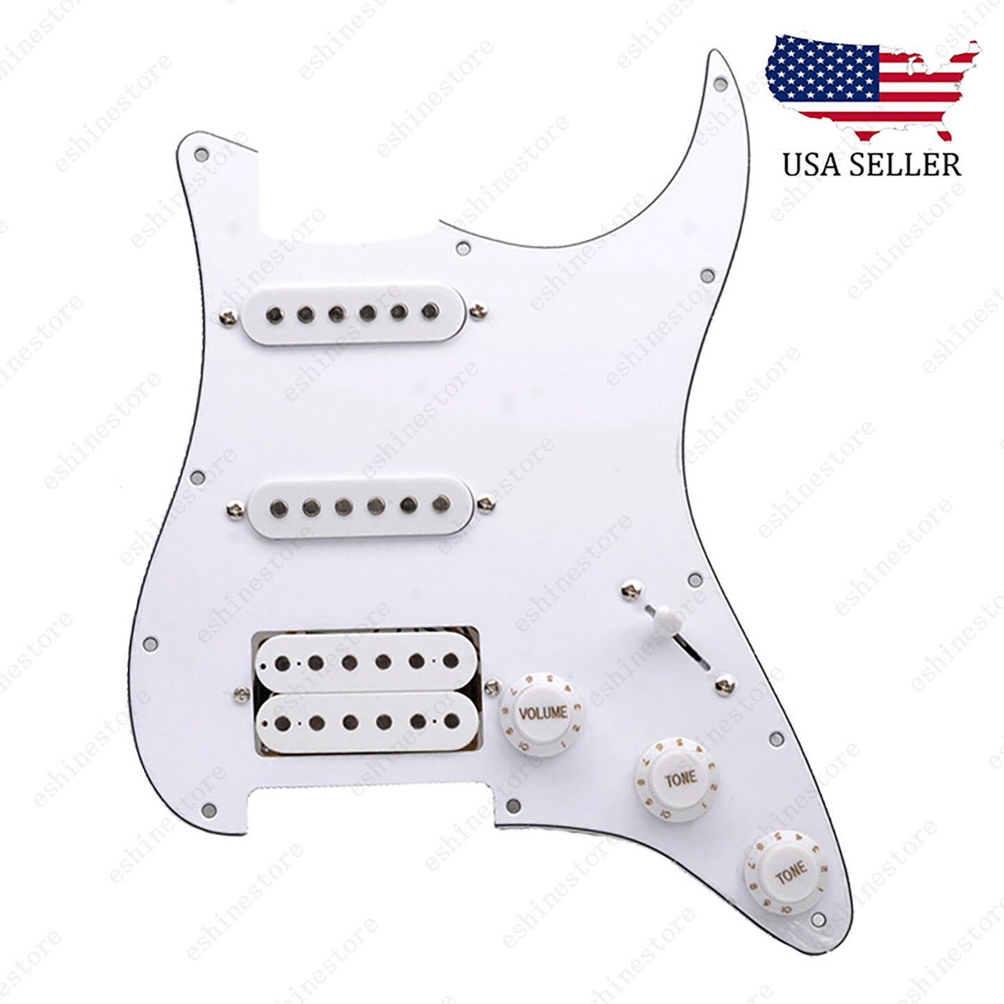 Loaded Strat Pickguard Prewired SSH Pickguard with Ceramic Pickups White