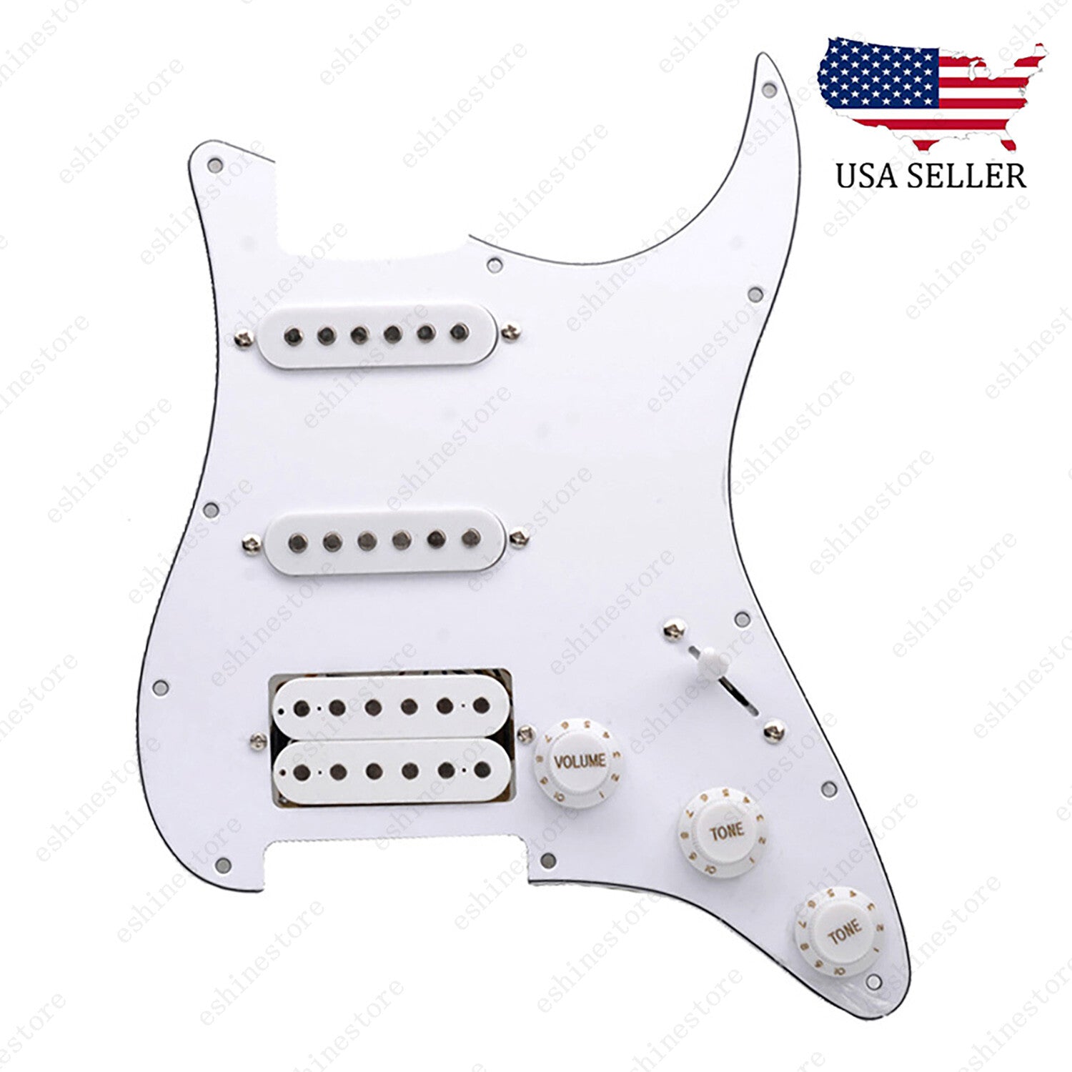 Loaded Strat Pickguard Prewired SSH Pickguard with Ceramic Pickups White