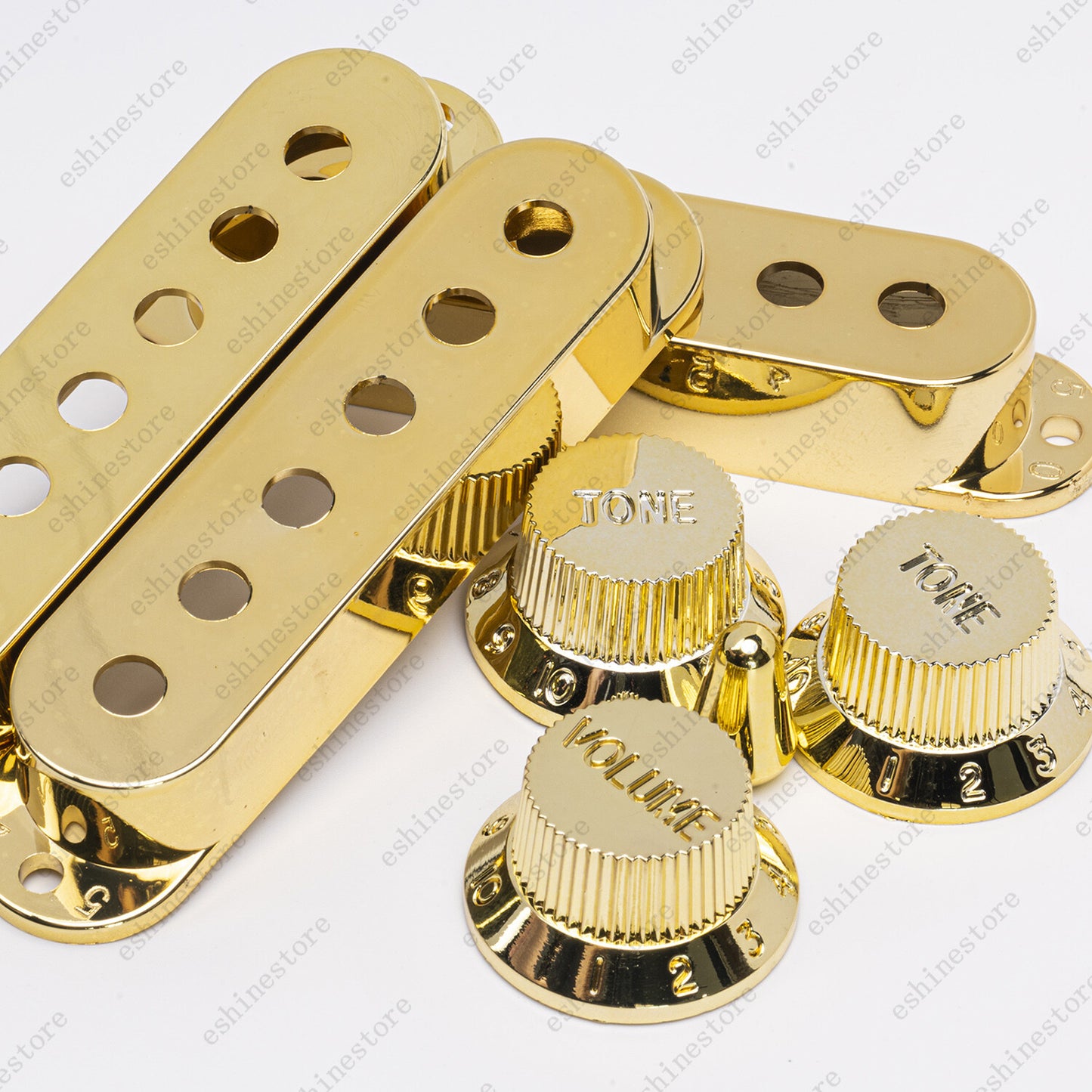 Chrome Golden Strat Pickup Covers Set Guitar Knobs Switch Tip For Stratocaster