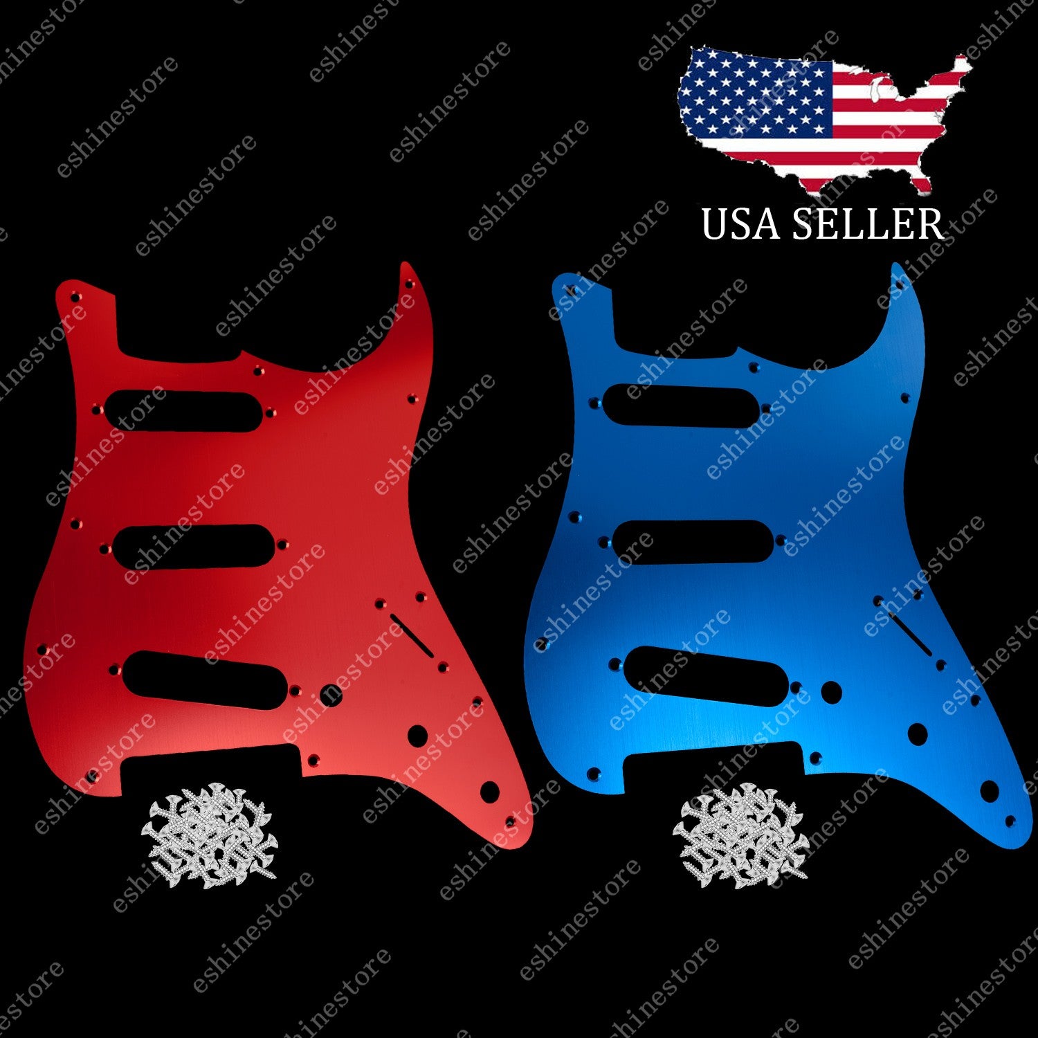 11-Hole SSS Aluminum Pickguard Scratch Plate for ST Strat Guitar- Red/Blue