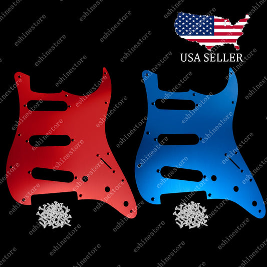 11-Hole SSS Aluminum Pickguard Scratch Plate for ST Strat Guitar- Red/Blue