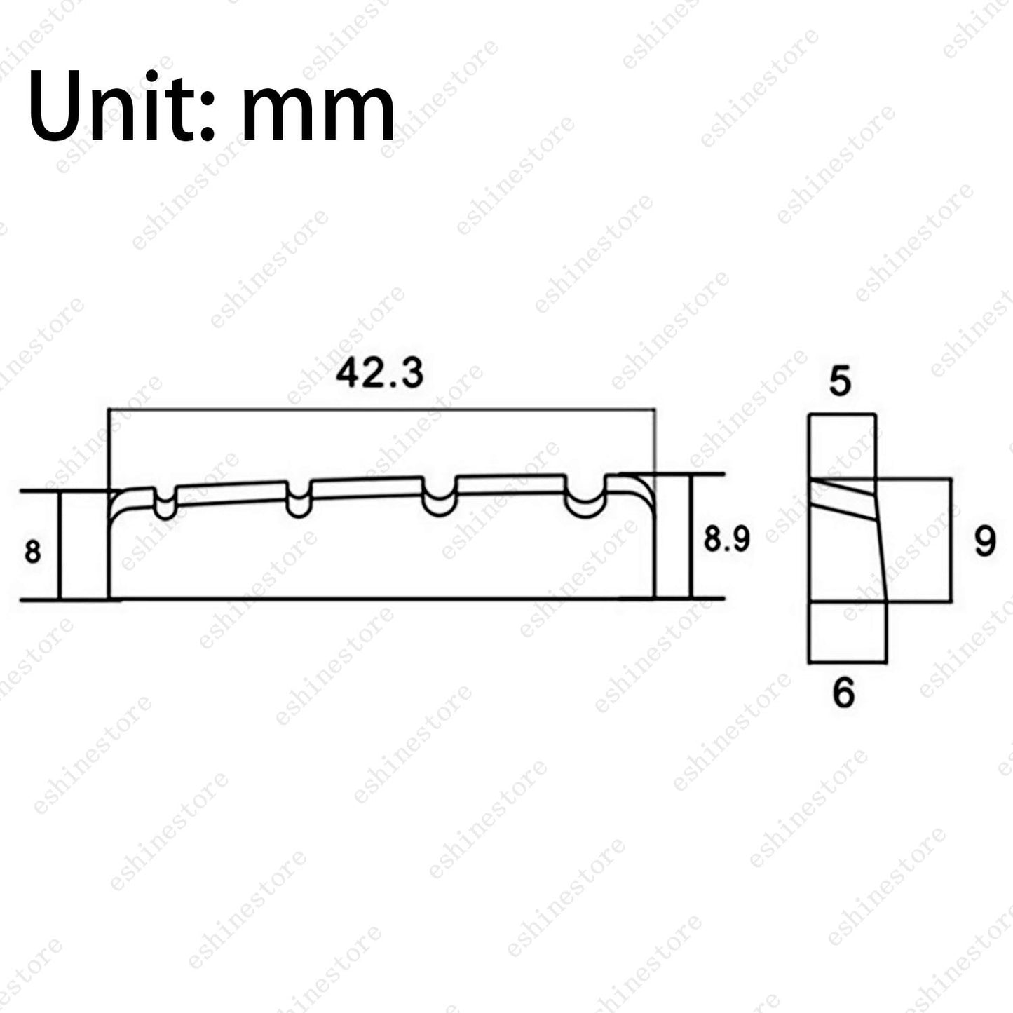 1PC 4 String 42.3x8x8.9MM Pre-Slotted Brass Nut For Electric Bass Guitar