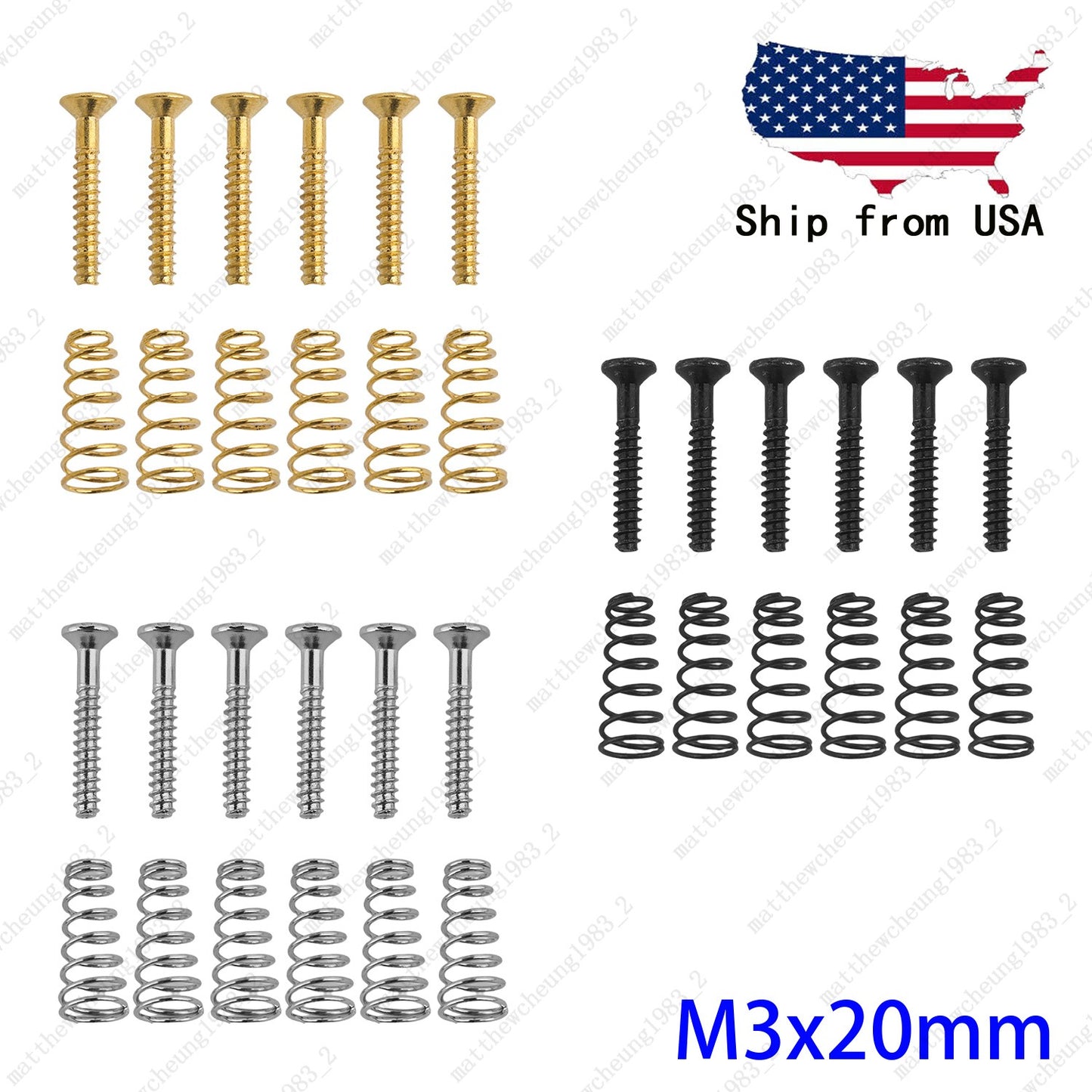 6pcs Pickup Height Adjust Screws & Springs Single Coil Guitar Replacement Parts