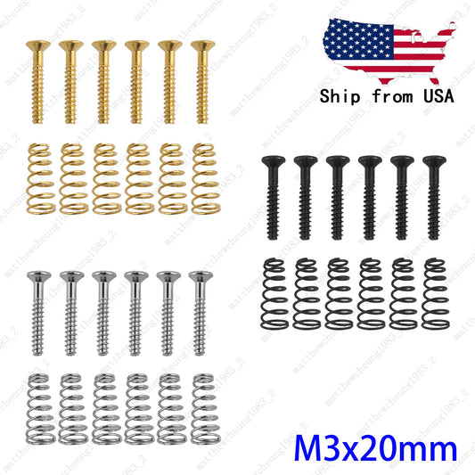 6pcs Pickup Height Adjust Screws & Springs Single Coil Guitar Replacement Parts