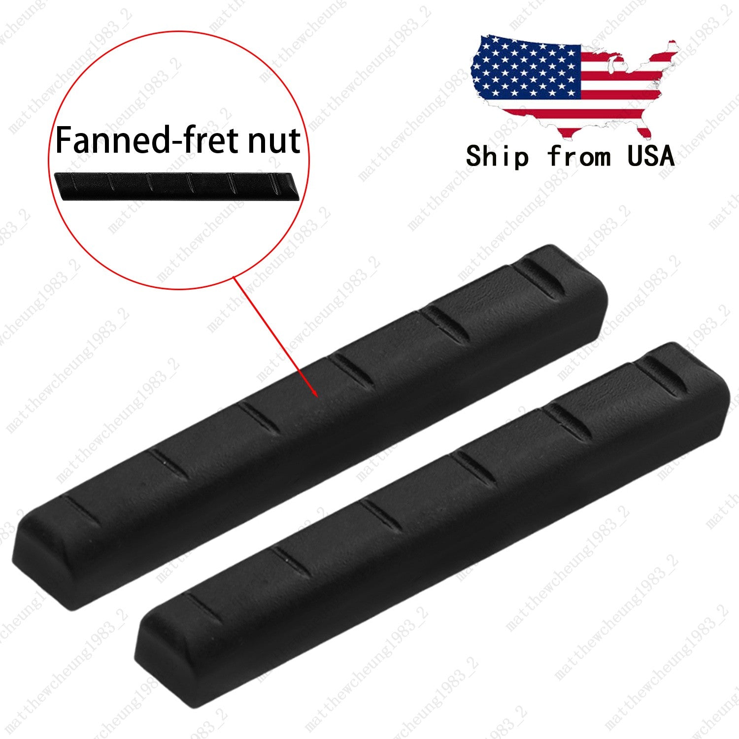 Electric Guitar 6 String Pre-slotted Plastic Fanned-fret Guitar Nut - Black