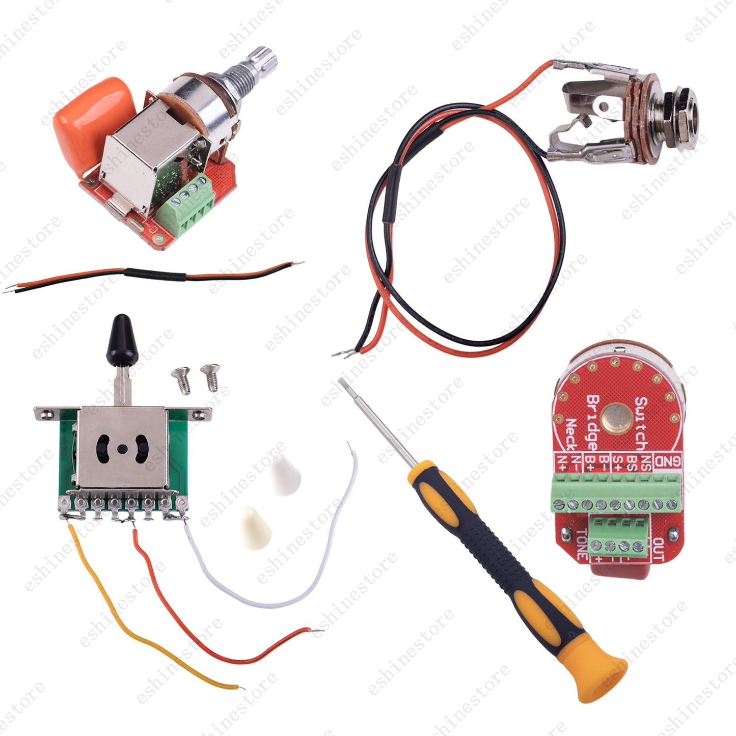 Solderless HH Wiring Harness Treble bleed Circuit w/ Coil Splitting for Strat