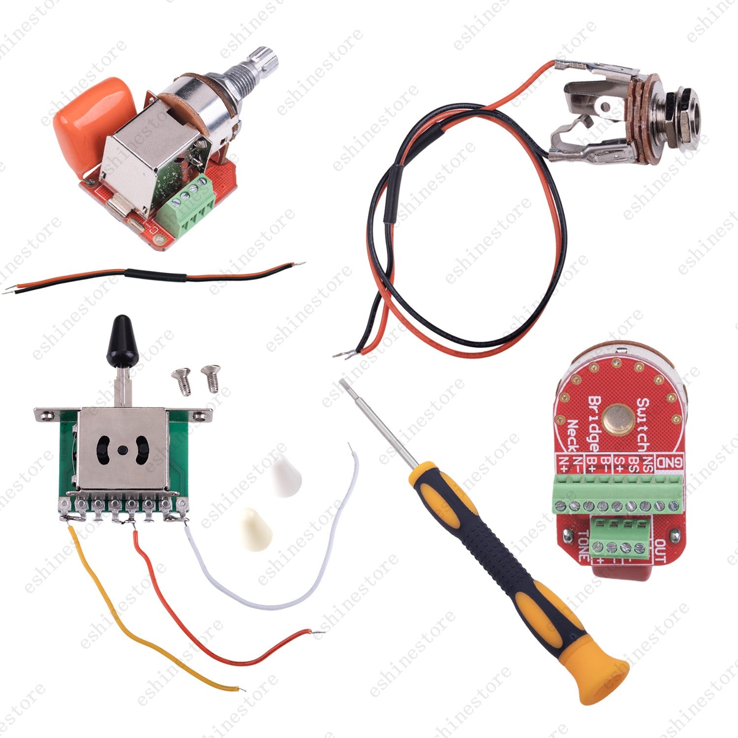 Solderless HH Wiring Harness Treble bleed Circuit w/ Coil Splitting for Strat