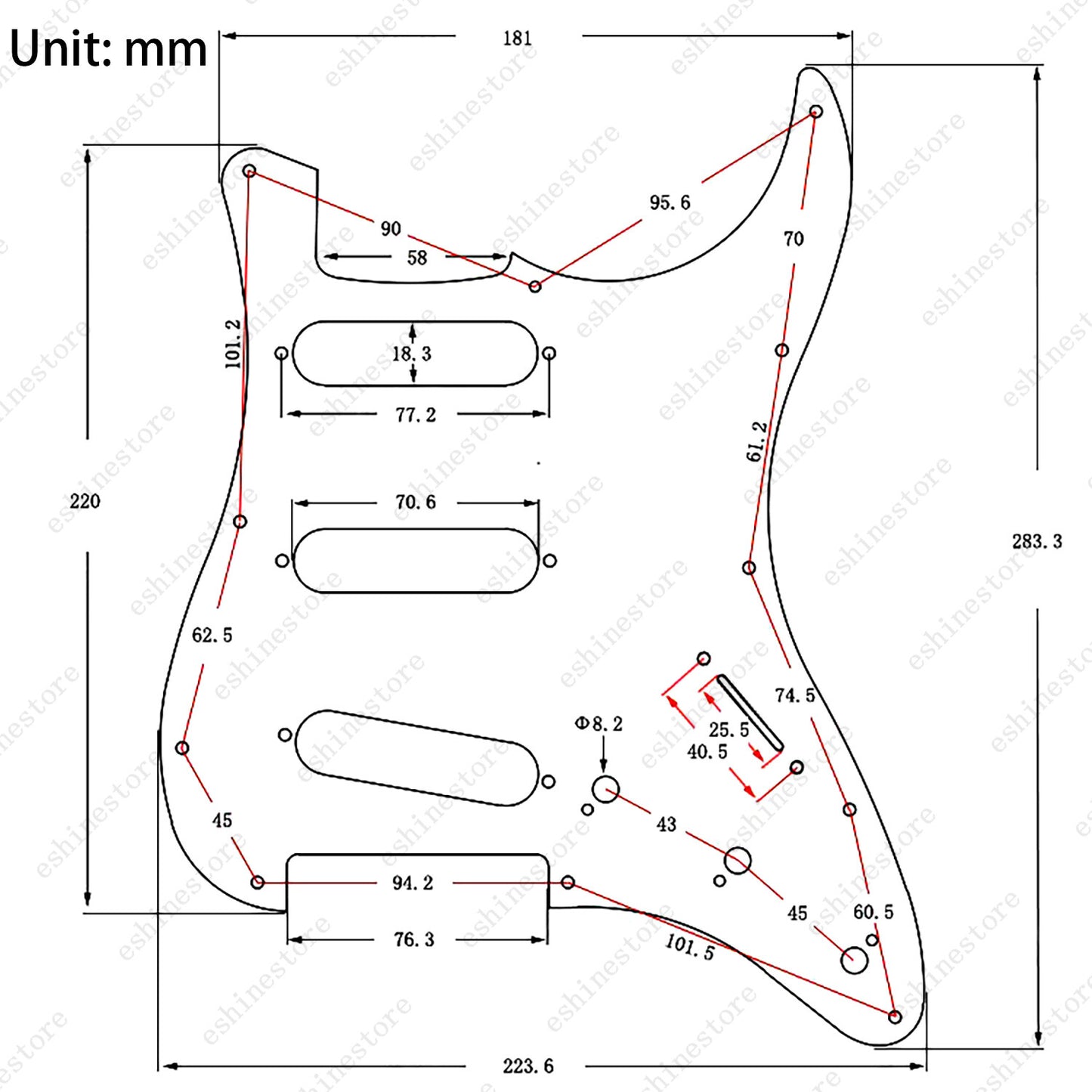 SSS 11-Hole ST Style Guitar Pickguard Pick Guard Scratch Plate Multicolors
