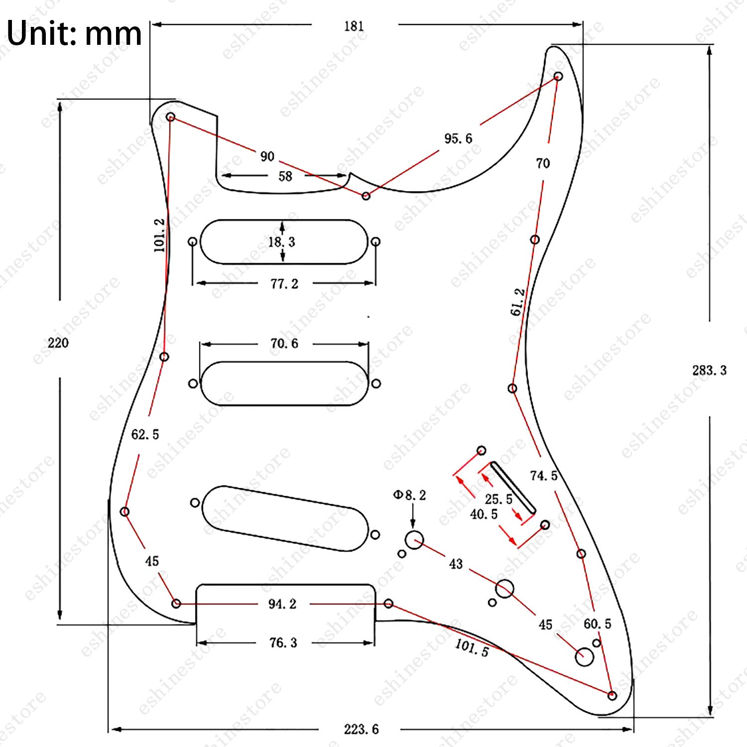 SSS 11-Hole ST Style Guitar Pickguard Pick Guard Scratch Plate Multicolors