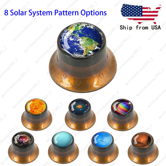 4Pcs Amber Guitar Reflector Knos For Les Paul SG -8 Solar System Pattern Option
