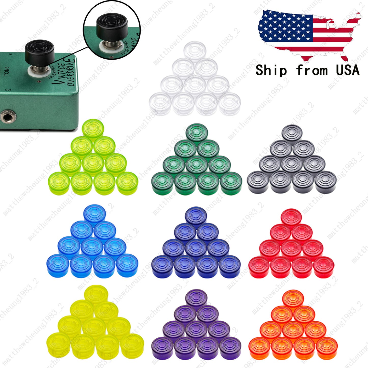 10 Pcs Guitar Effect Pedal Footswitch Toppers Foot Nail Cap Protection Cap