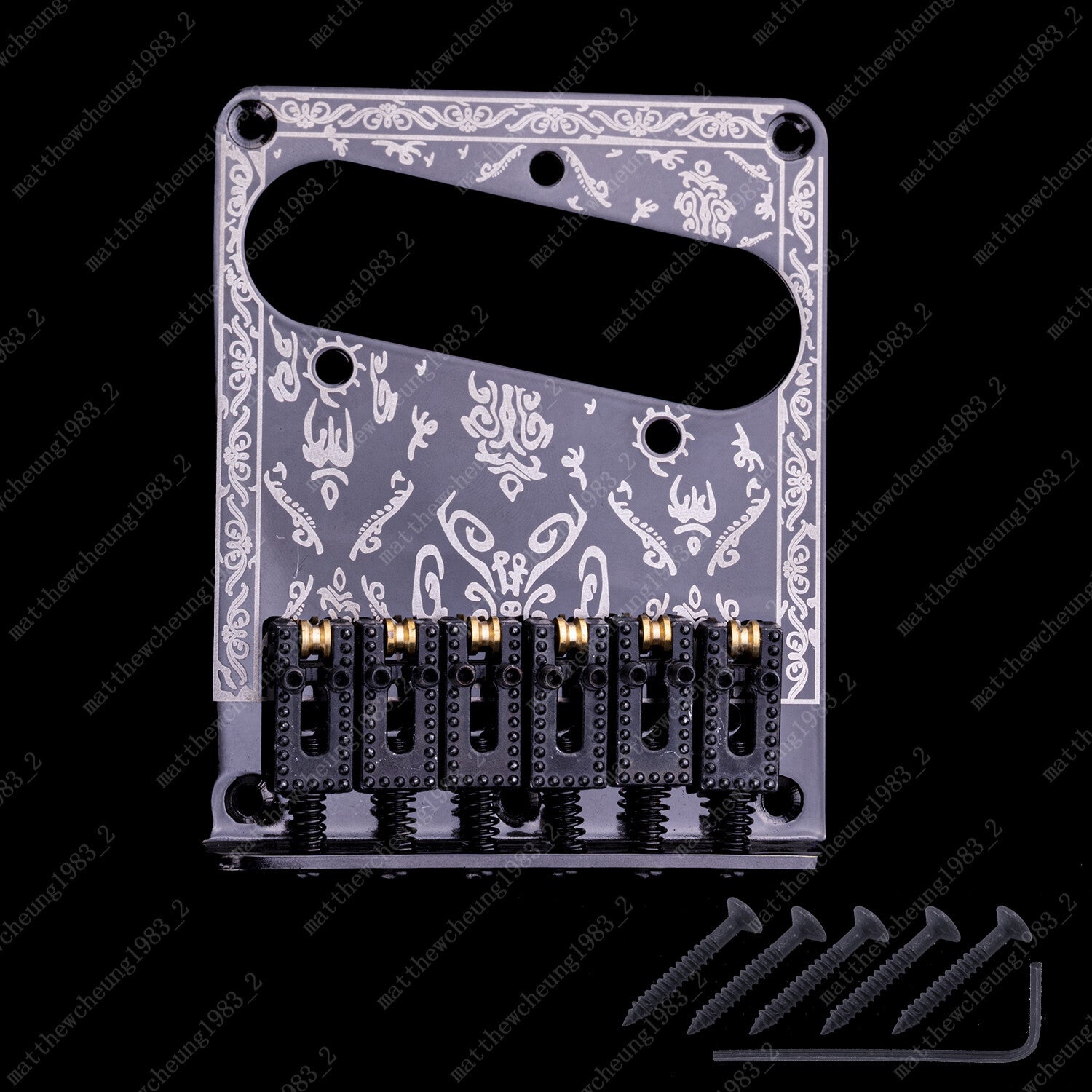 Electric Guitar Bridge 6-String Plate Carved Pattern Plate For Telecaster Guitar