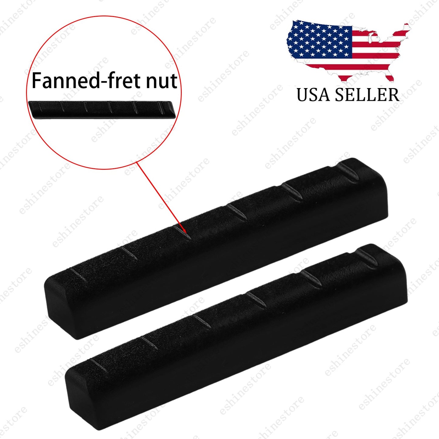 2pcs Pre-slotted Flat Bottom Fanned-fret Guitar Nut 6 String for Electric Guitar
