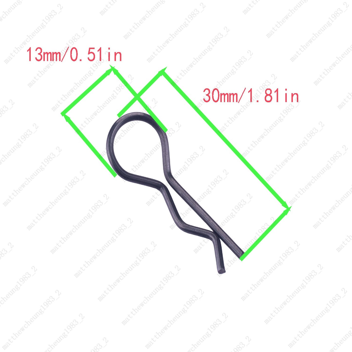 30mm×13mm 10-Pack 1:8 RC Metal R-Clips Black/Silver – Reliable RC Fasteners
