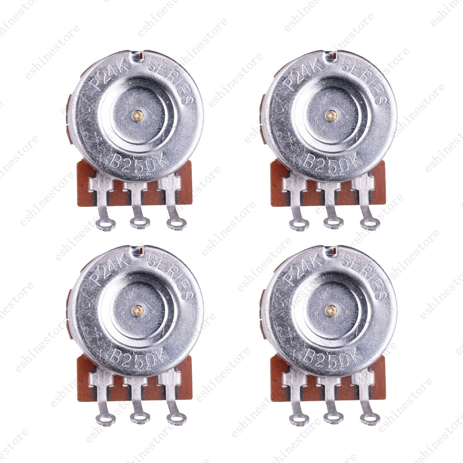 4pcs B250K Guitar Potentiometers Brass 15mm Short Shaft Pot US 24 Spline Fine