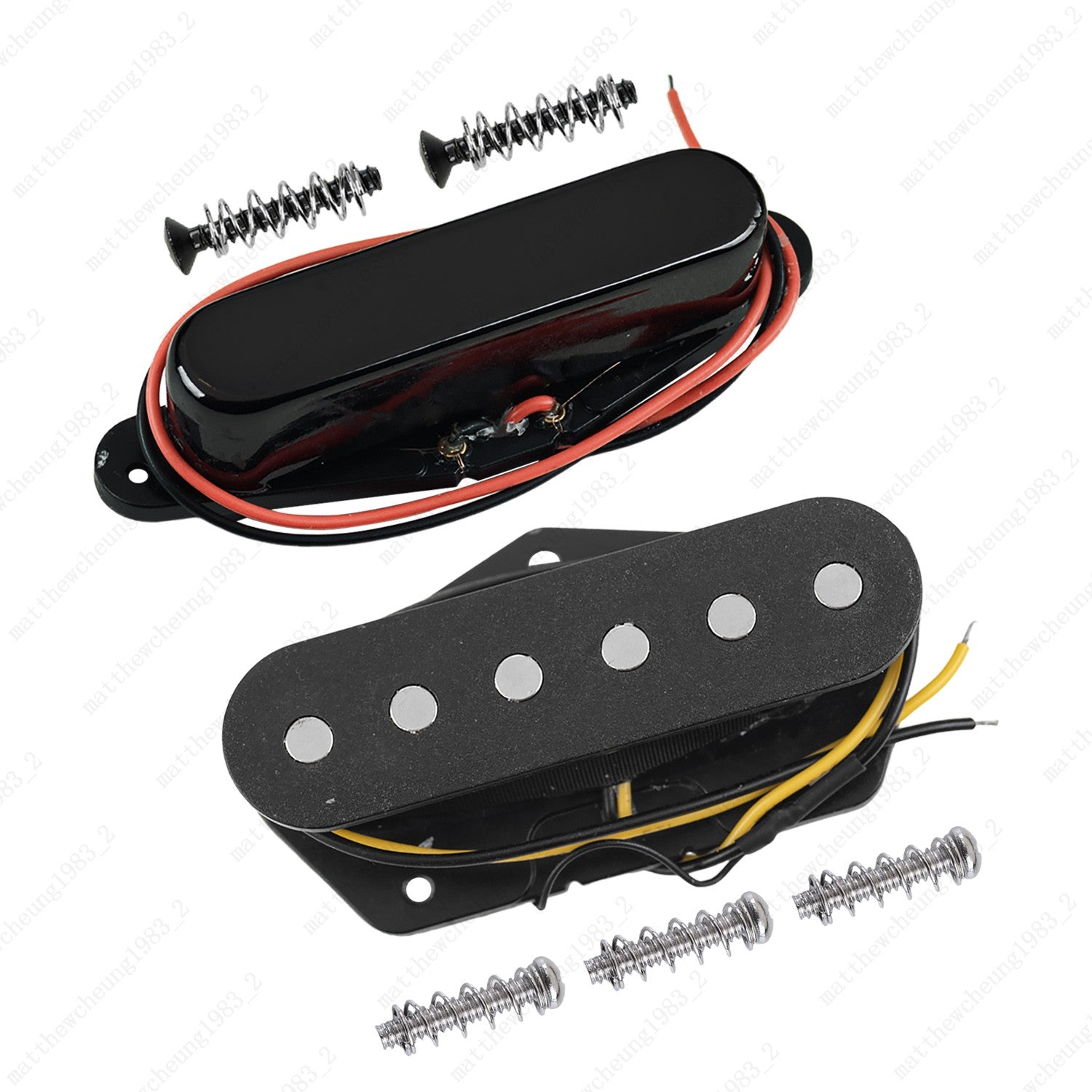 A set of Ceramic Magnet Single Coil Neck+Bridge Pickup for TELE Guitars - Black