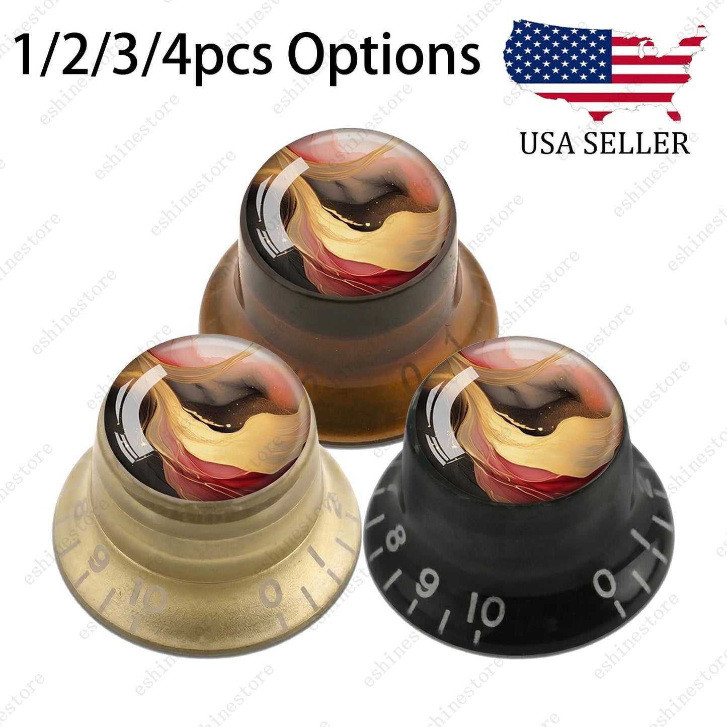 Guitar Reflector Knobs with Abstract Art Cap Top Hat Knobs for Les Paul SG - 02