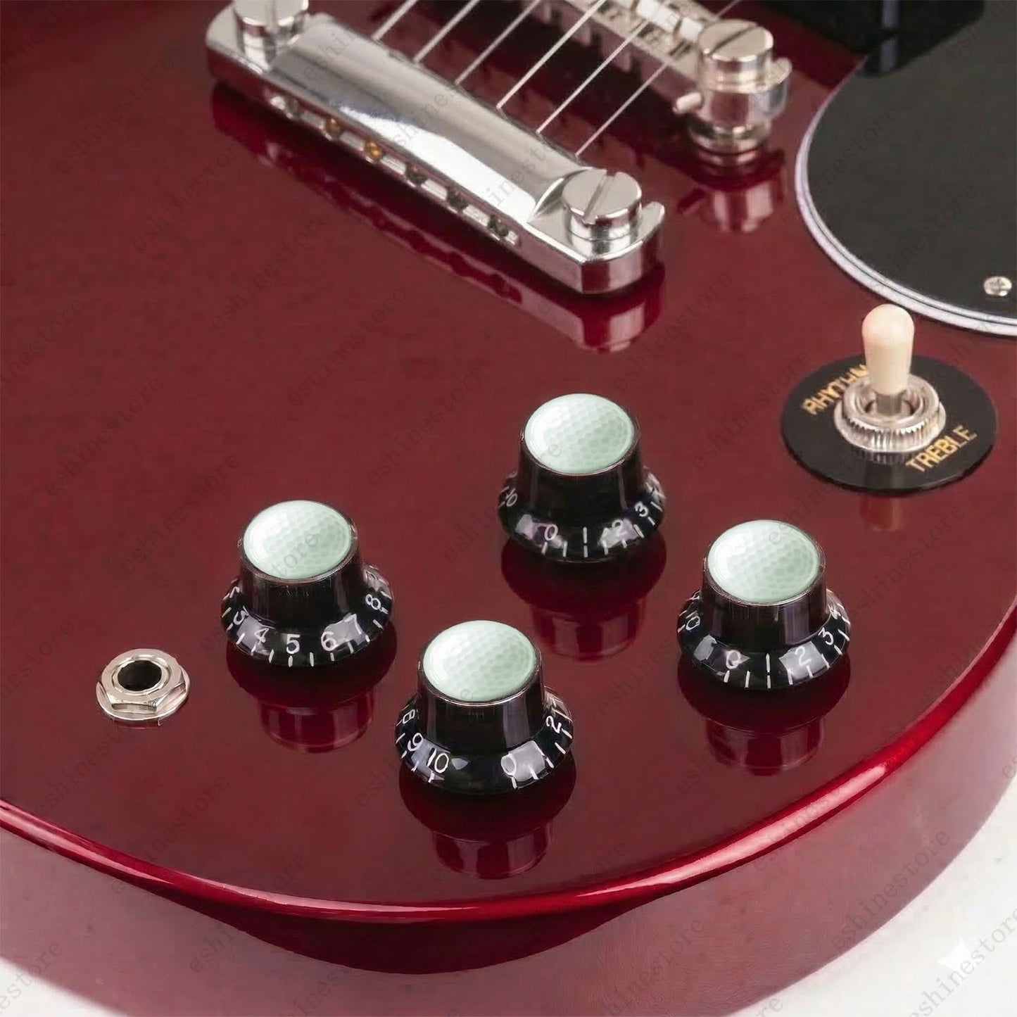 Electric Guitar Reflector Knobs w/ Golf Design Cap Top Hat Knobs for Les Paul SG