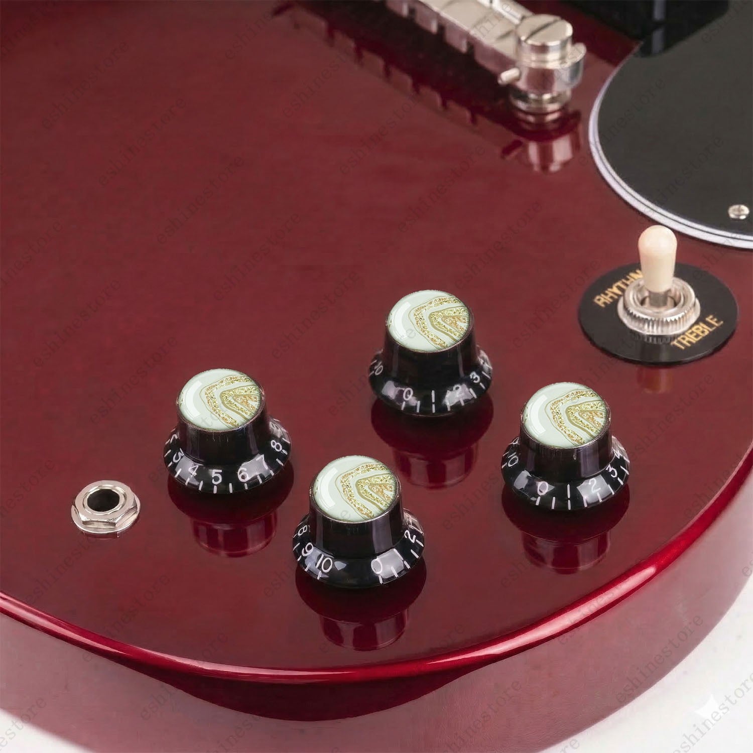 Guitar Reflector Knobs with Marble Texture Cap Top Hat Knob for Les Paul SG - 01