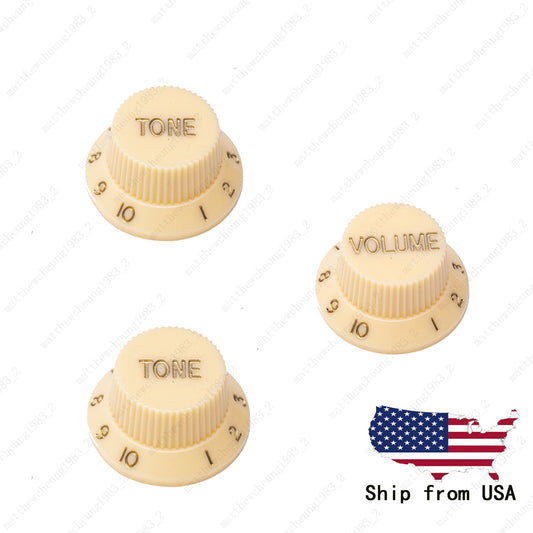 3 Pcs Cream Numbers ST Electirc Guitar Knobs Volume Tone Knob fits Stratocaster