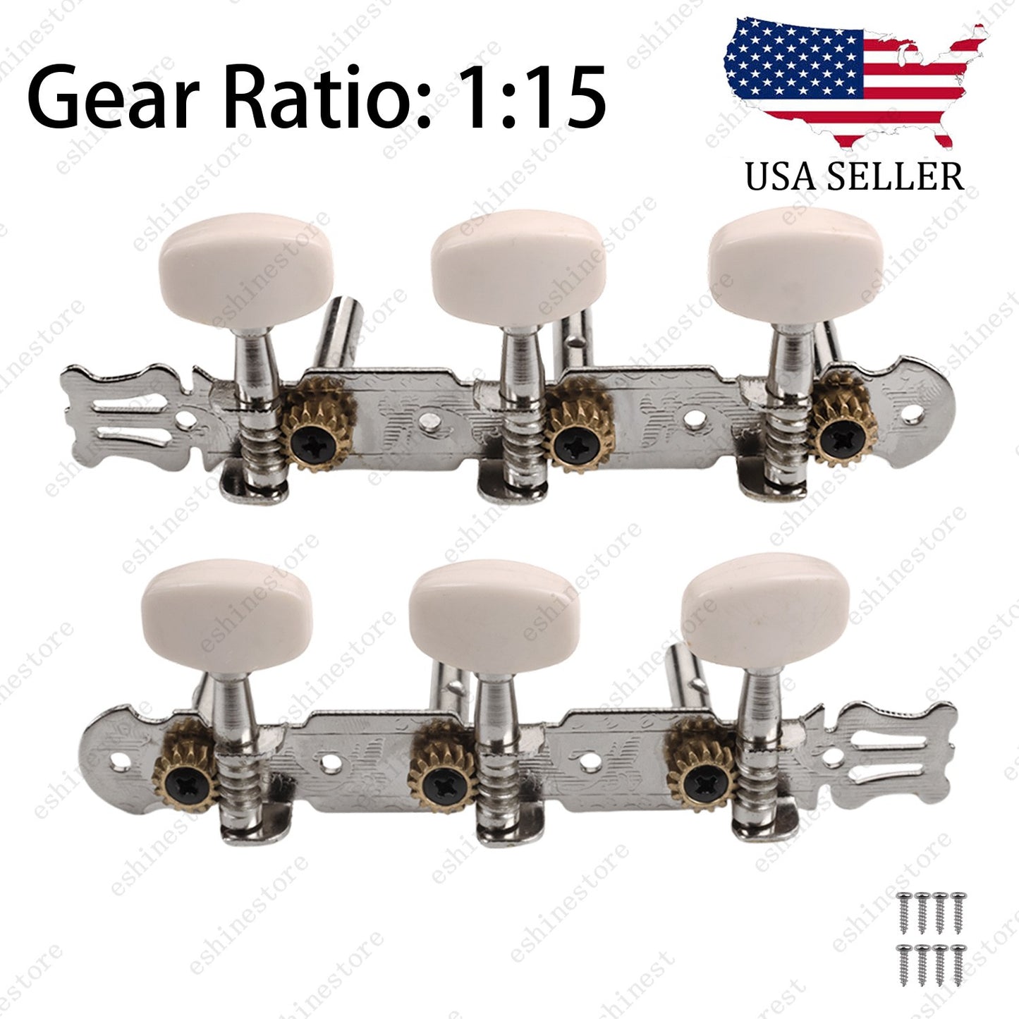 1 Set of 3L3R Classical Guitar Tuning Pegs Keys Tuners Machine Heads 1:15 Ratio
