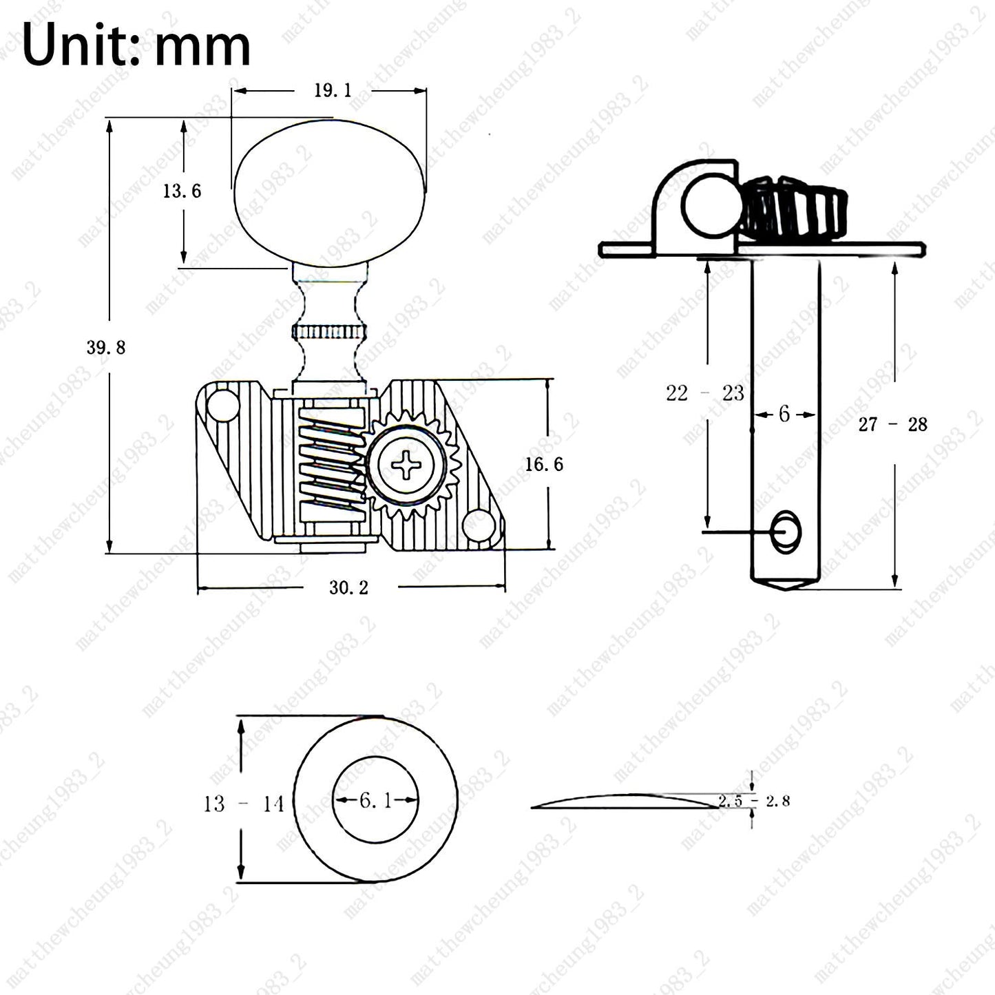 Open-Gear Guitar Machine Heads 1:15 Ratio for Acoustic Guitar White Pearl Button