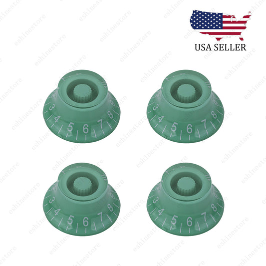 4 Pcs Green White Electric Guitar Knob Top Hat Knobs Bell Knobs for SG Les Paul