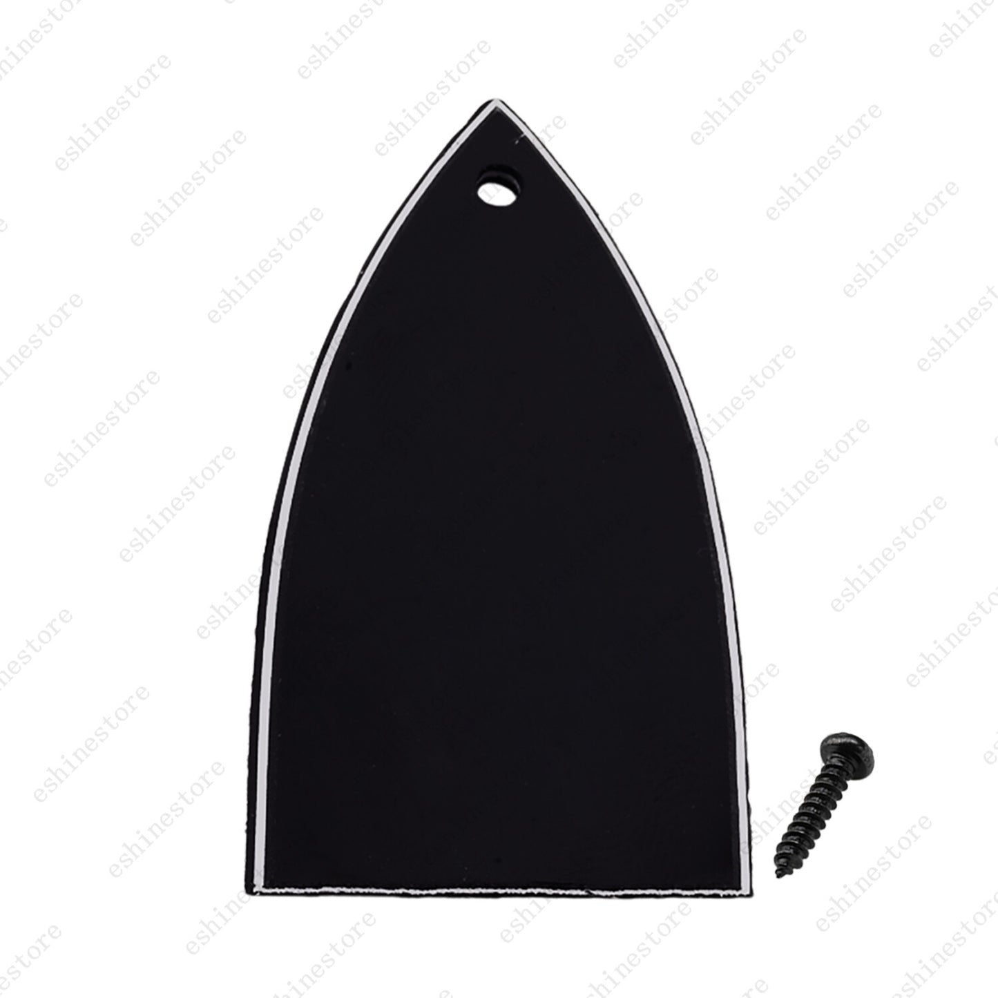1 Hole 3Ply Shape Corner Plastic Guitar Truss Rod Cover Plate Black with Screws