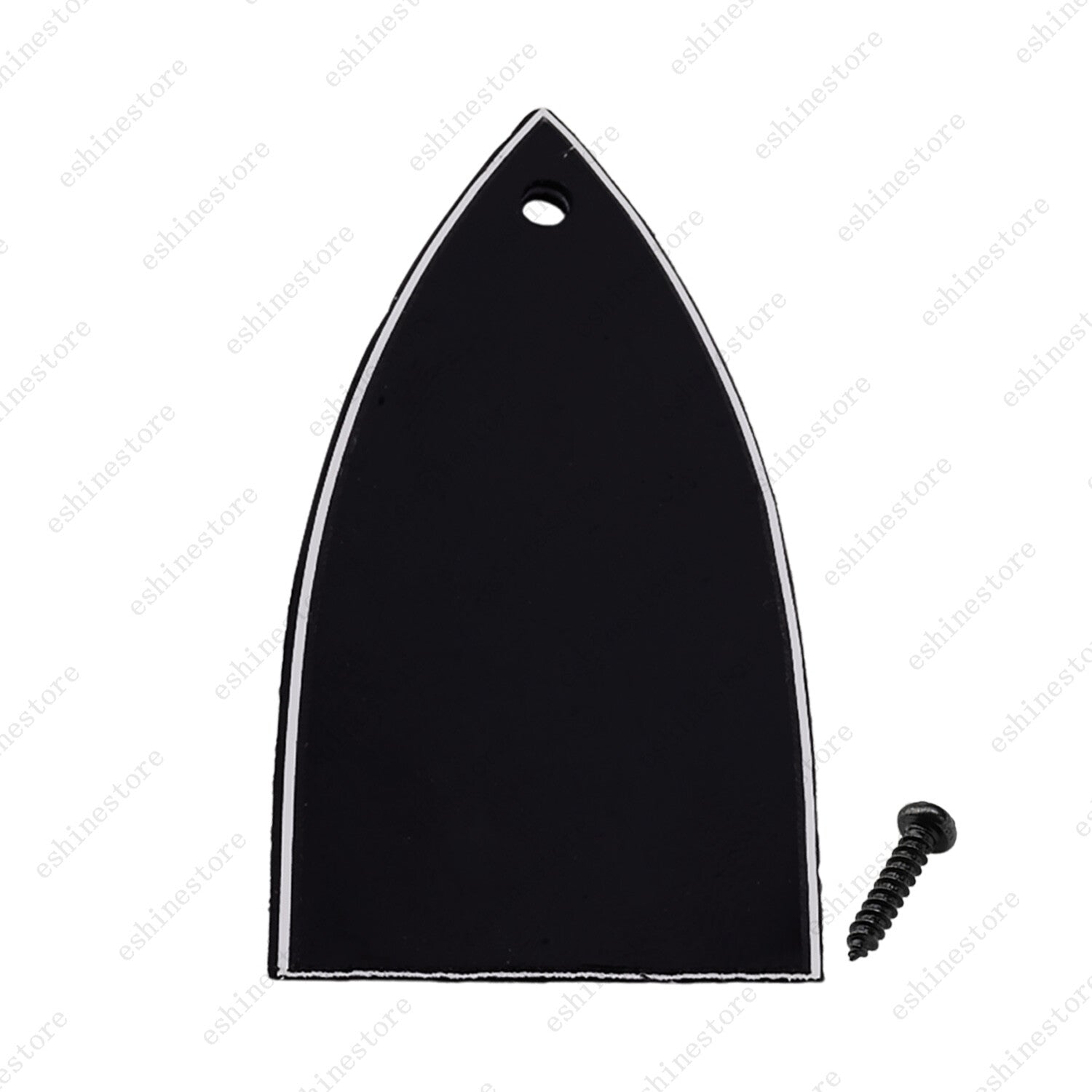 1 Hole 3Ply Shape Corner Plastic Guitar Truss Rod Cover Plate Black with Screws