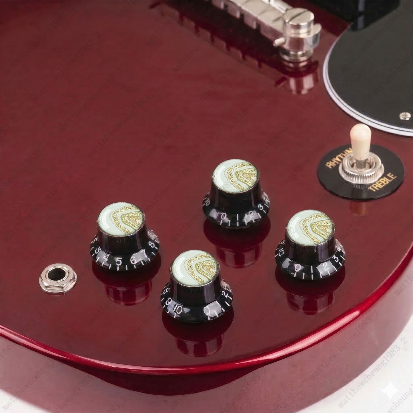 4Pcs Gold Guitar Reflector Knob For Les Paul SG -10 Marble Texture Style Options