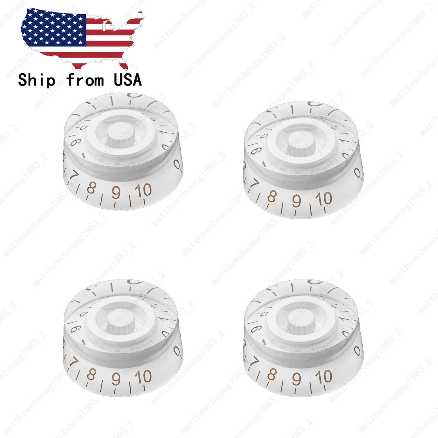 4 Pcs White/Gold Custom LP Guitar Control Knobs Speed Knobs Fits Les Paul SG