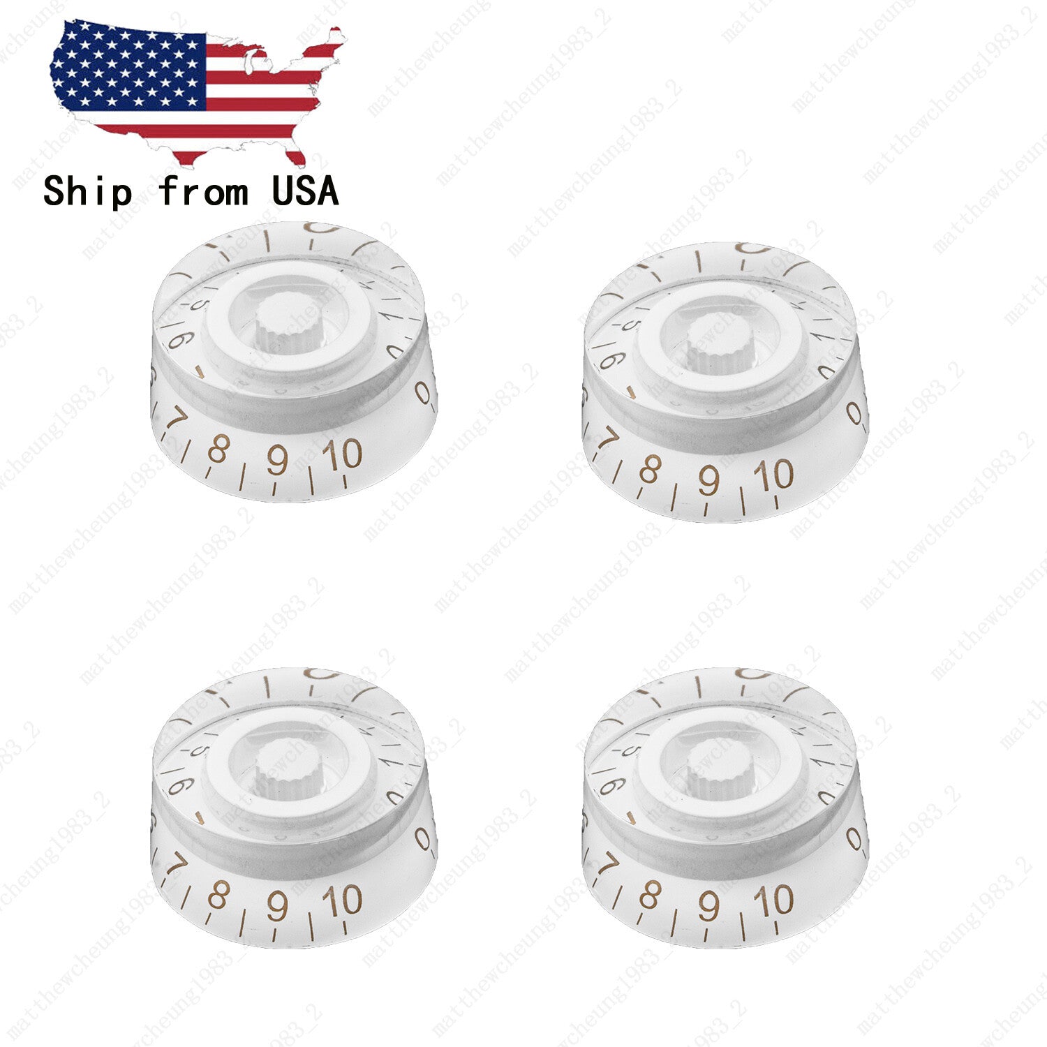 4 Pcs White/Gold Custom LP Guitar Control Knobs Speed Knobs Fits Les Paul SG