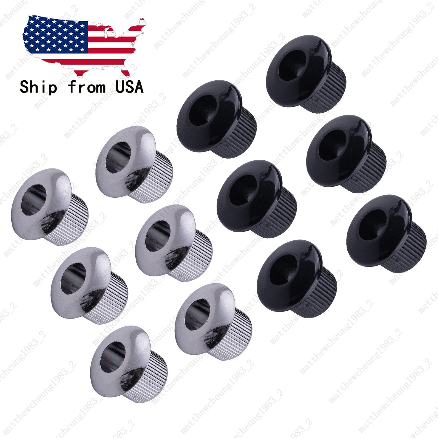 6Pcs Plastic Vintage/Modern 6mm to 10mm Guitar Tuner Conversion Bushings