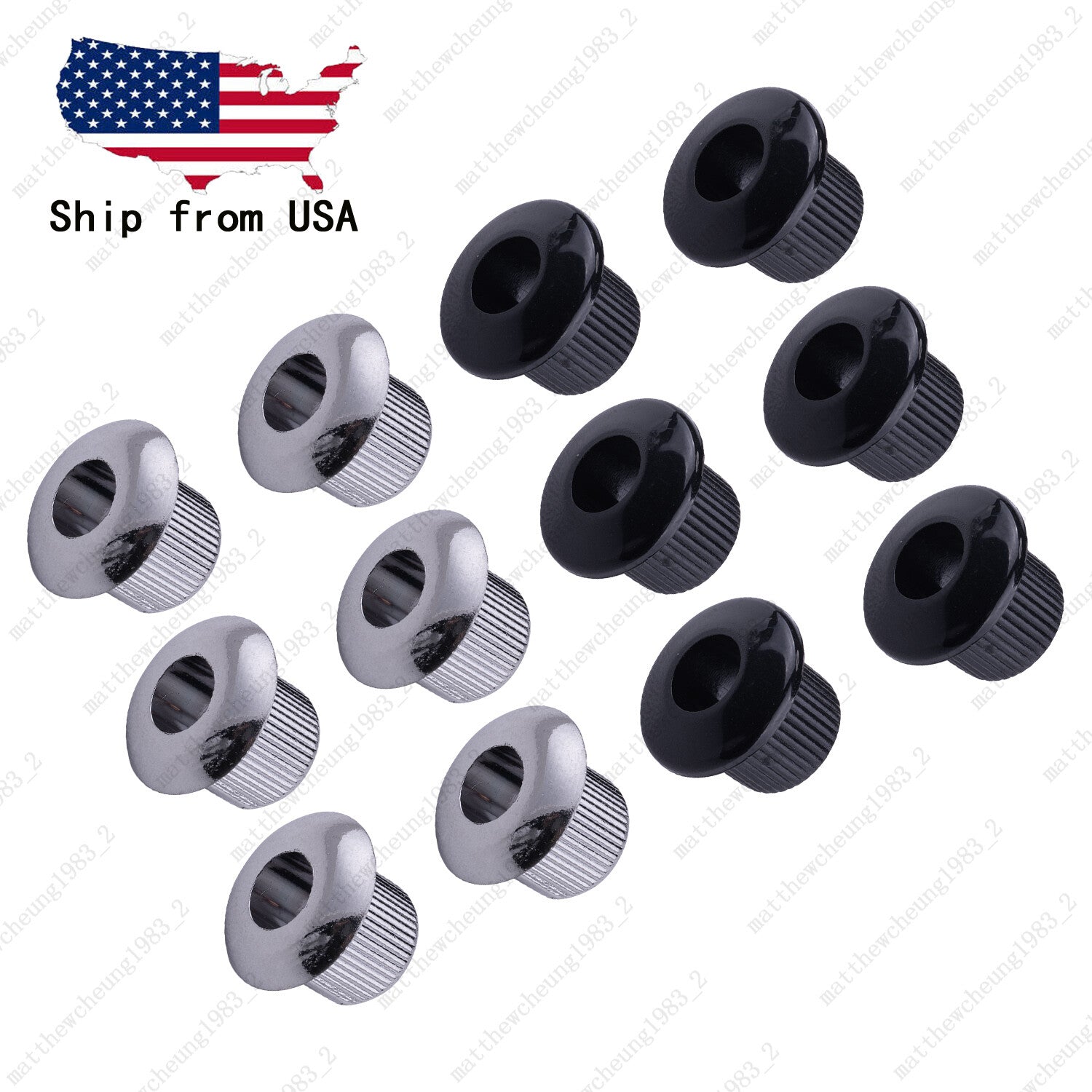 6Pcs Plastic Vintage/Modern 6mm to 10mm Guitar Tuner Conversion Bushings