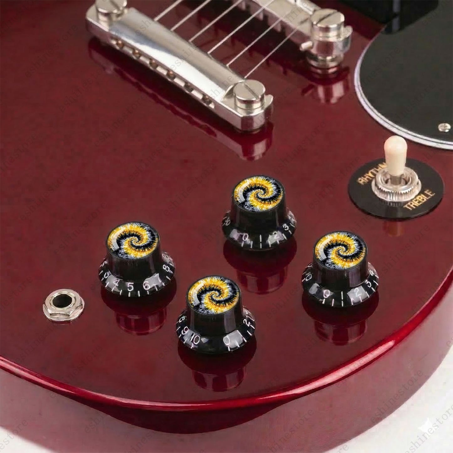 Guitar Reflector Knobs with Spiral Tie Dye Cap Top Hat Knob for Les Paul SG - 06