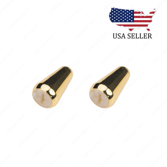 2 Pcs Guitar 5 Way Switch Metal Tip Cap Switch Knob for USA Stratocaster Gold